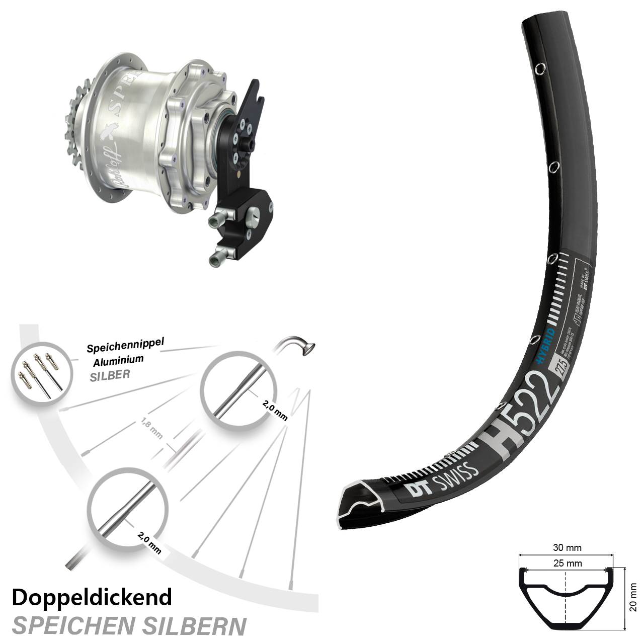 DT Swiss H 522 Scheibenbrems-Hinterrad 29 Zoll mit Rohloff Speedhub CC OEM2 DB