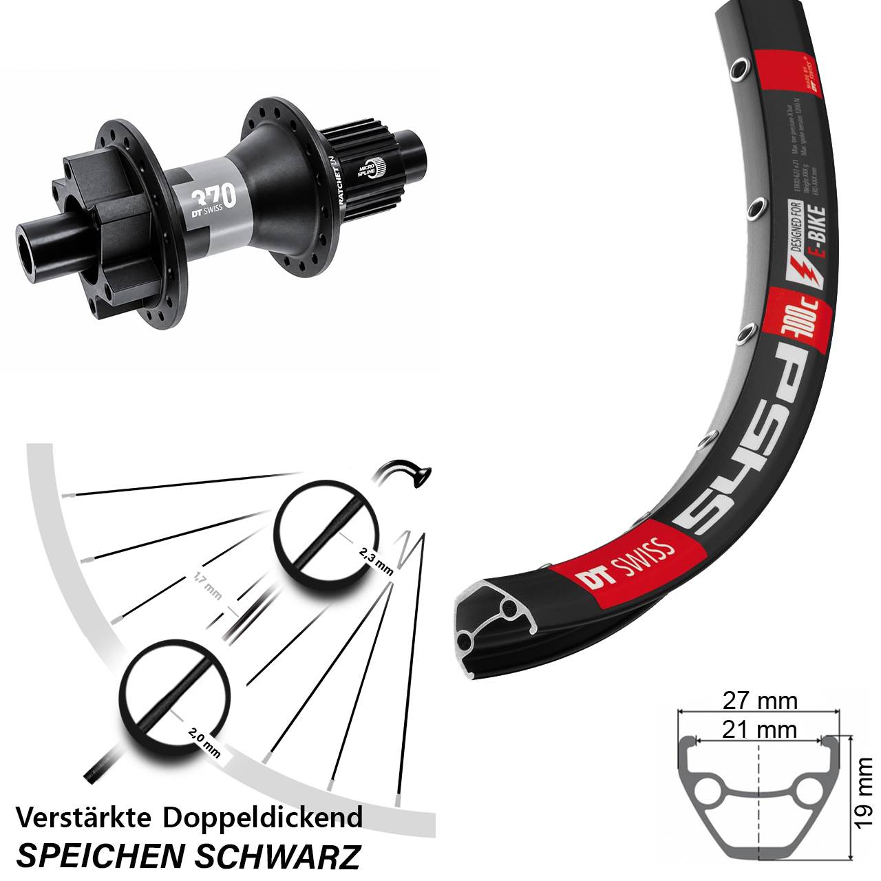 Disc Hinterrad 12x142 26 Zoll DT Swiss 545d-370 Micro Spline