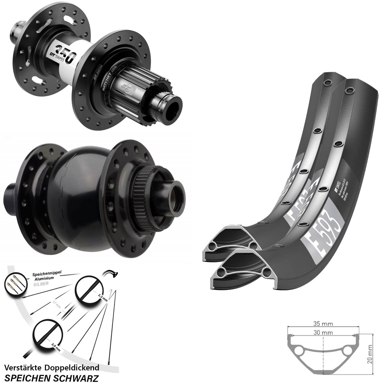 Boost Centerlock Laufradsatz 15x110 12x148 650B DT Swiss E 593 DT Swiss 350 DEG72 SON 28 Micro Spline