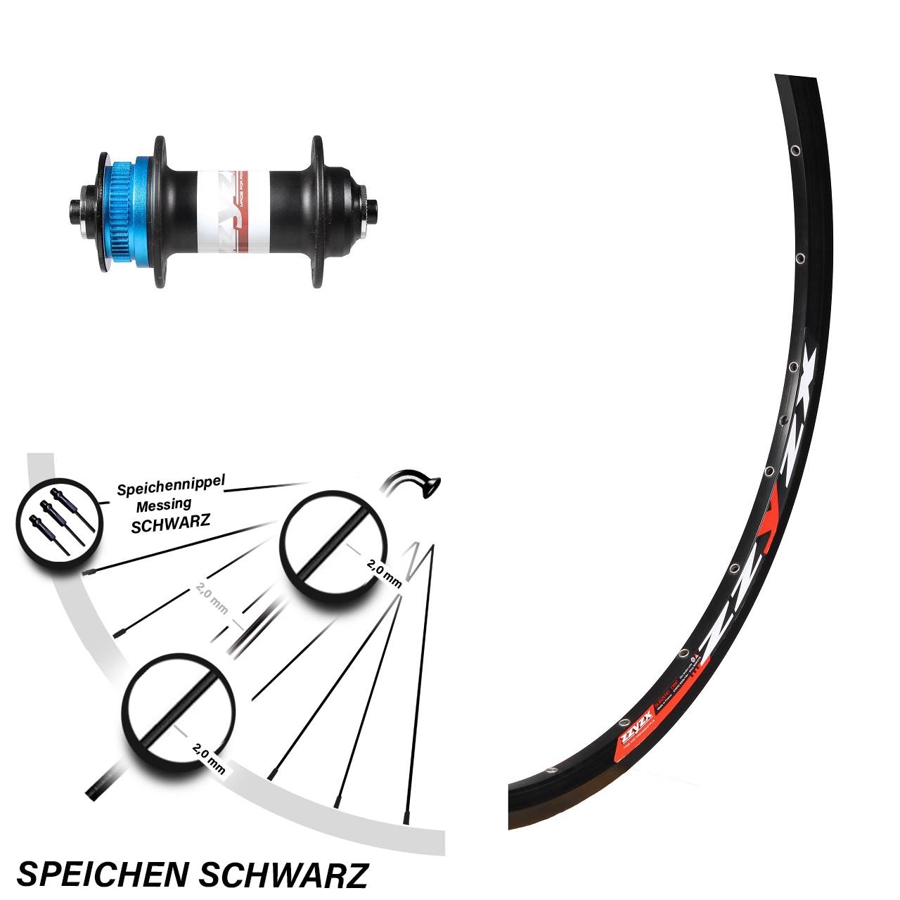 26 Zoll Mach1 MX Formula ZZYZX CL-91 Centerlock Vorderrad QR