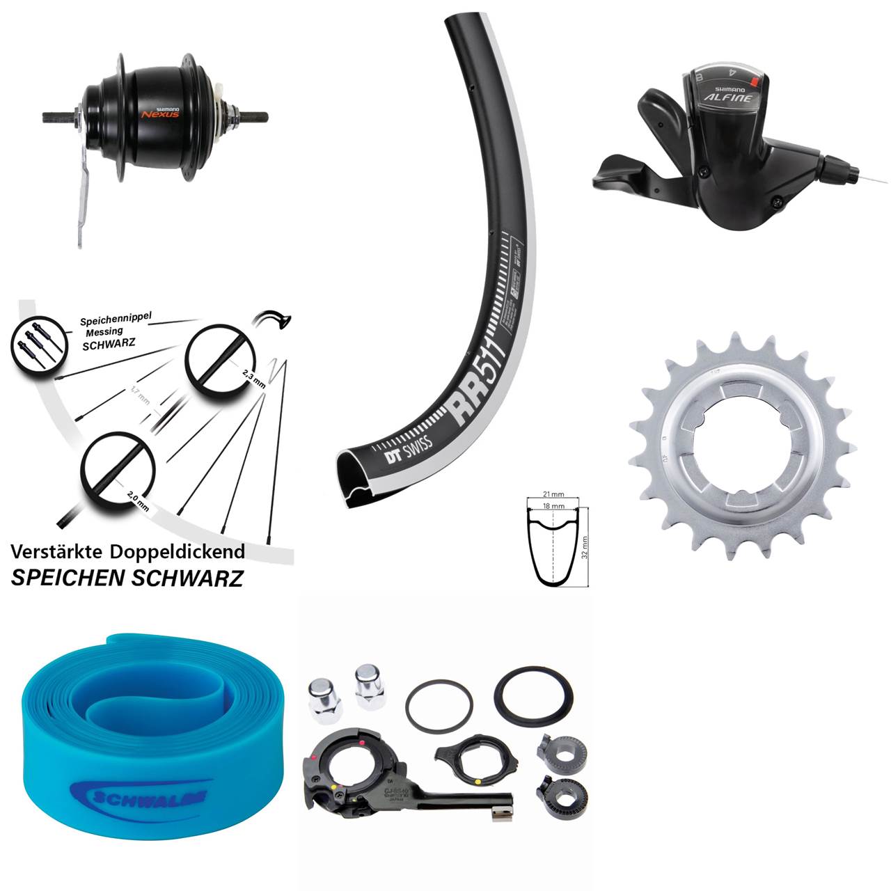 Hinterrad 28 Zoll Shimano Nexus 8 Gang DT Swiss RR-511 Rücktrittbremse