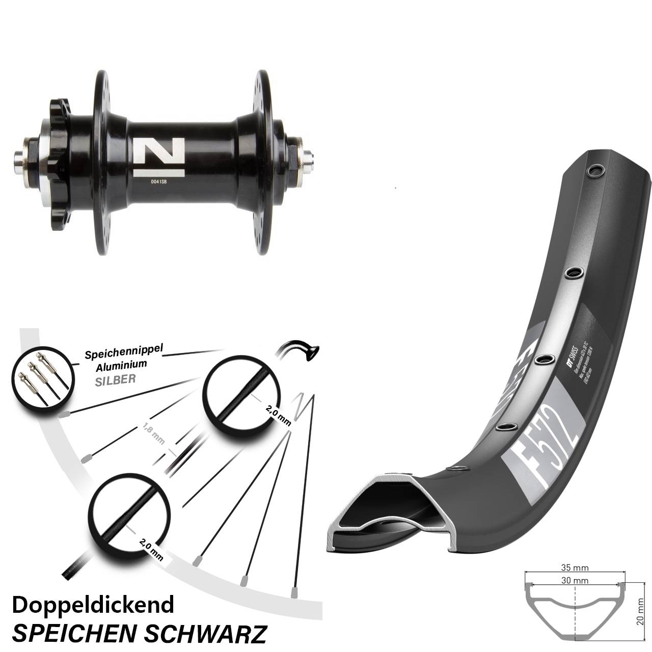 DT Swiss F572 Novatec D041 29 Zoll Vorderrad 6-Loch für Schnellspanner