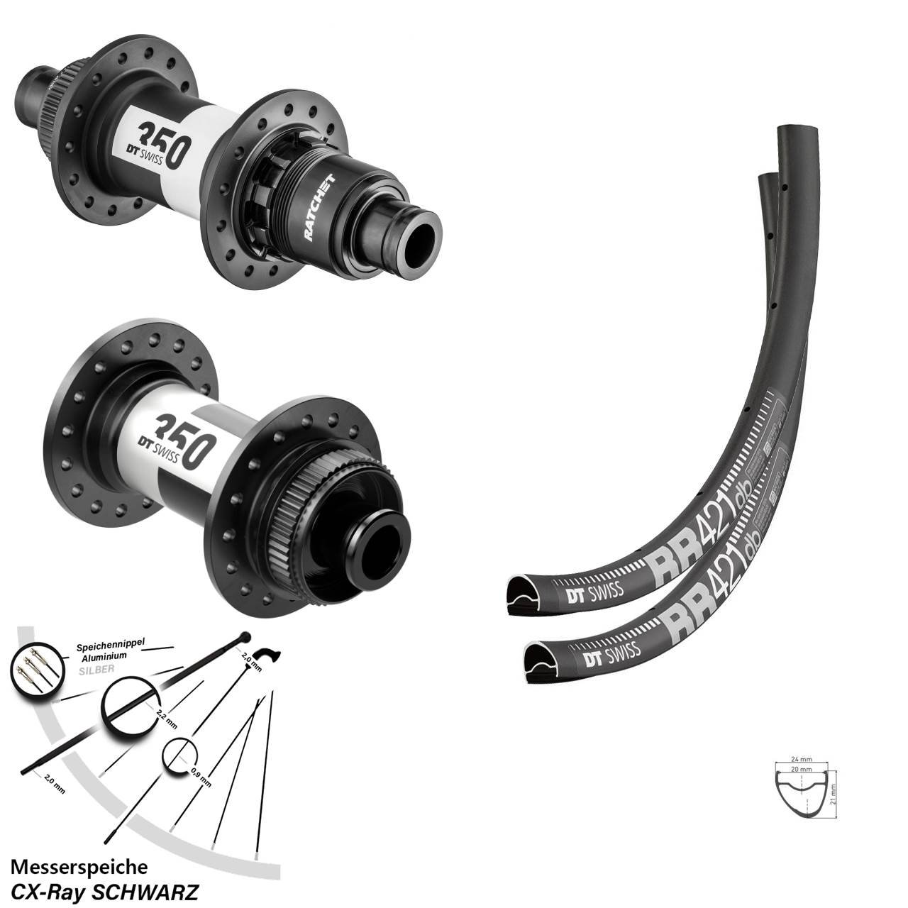 Disc Laufradsatz 28 Zoll DT Swiss RR421-350 SRAM XDR 12x100/142 CX-Ray