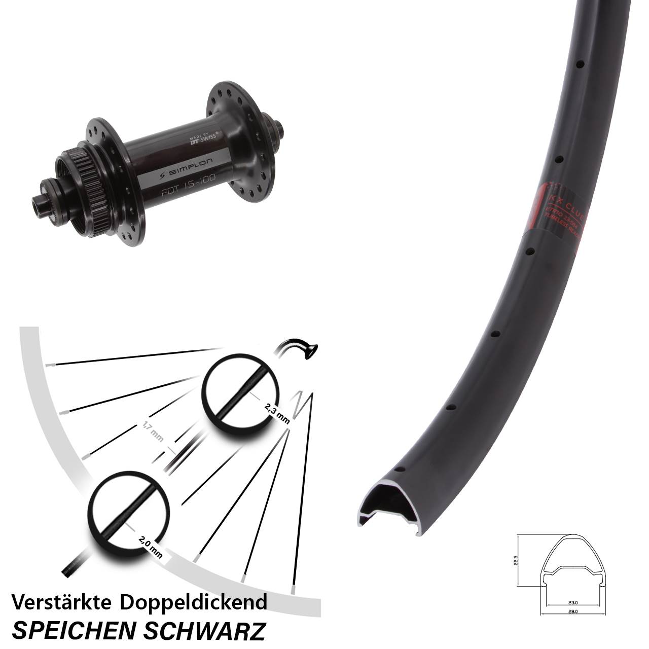 Disc Vorderrad 650B KX Clue DT Swiss 370 für Schnellspanner