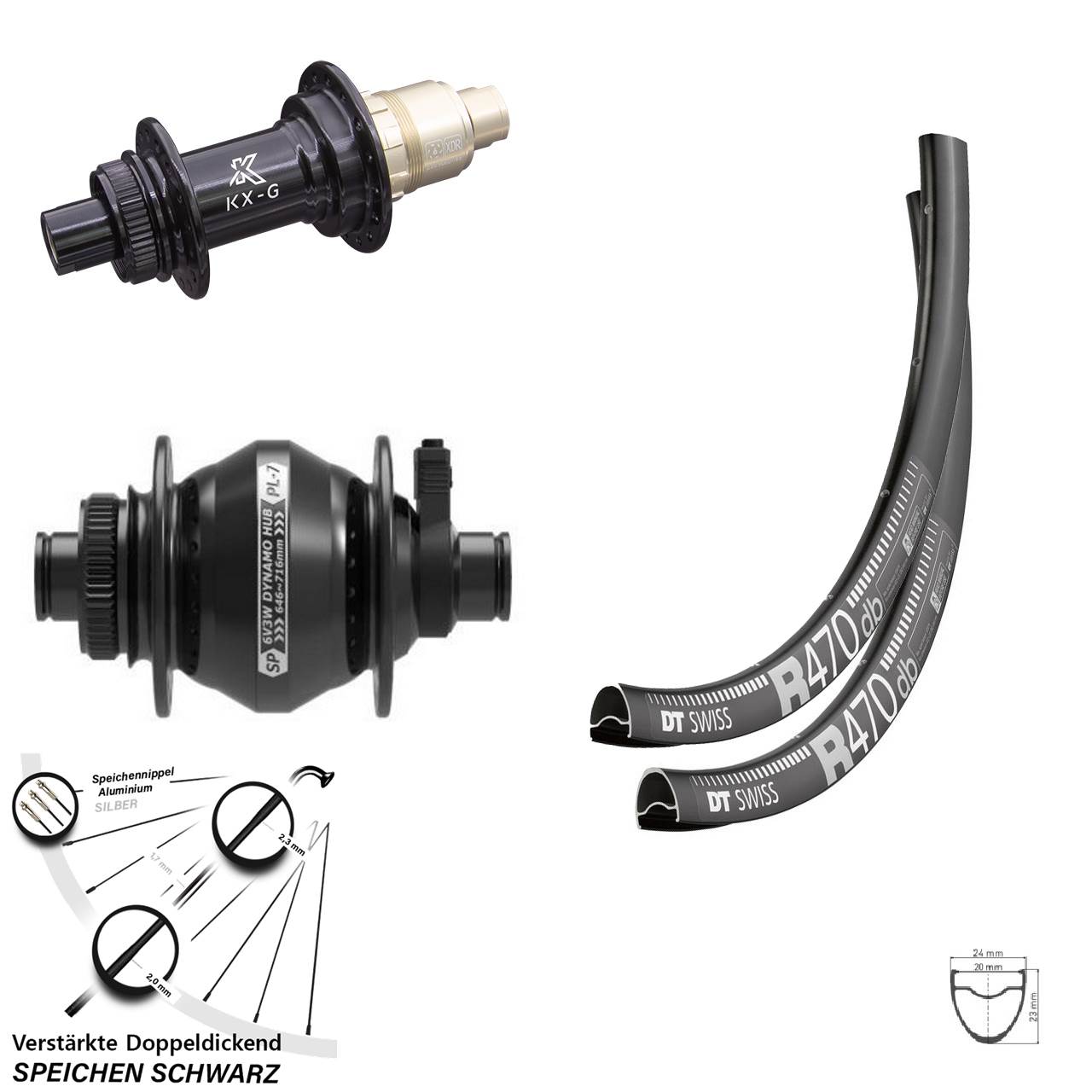 DT Swiss R 470 KX-G Shutter Precision PL-7 28 Zoll Disc Laufradsatz 12x100/142 XDR