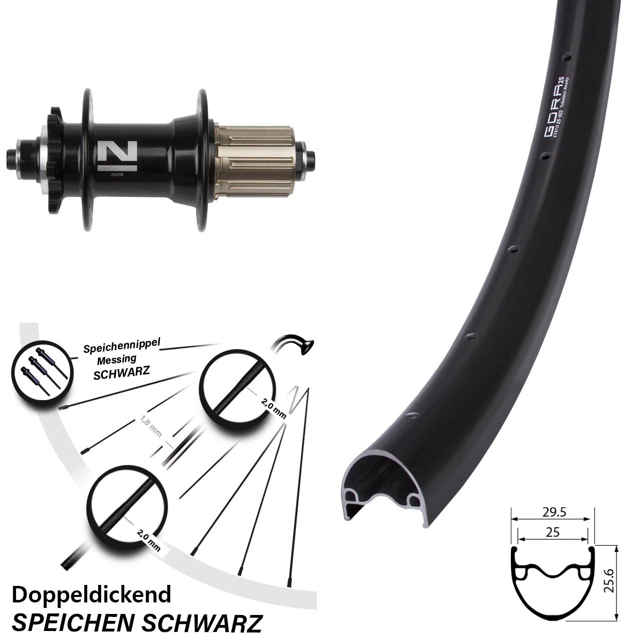 29 Zoll Gora 25 Novatec D-042SB Hinterrad 6-Loch für Schnellspanner 8-11 fach