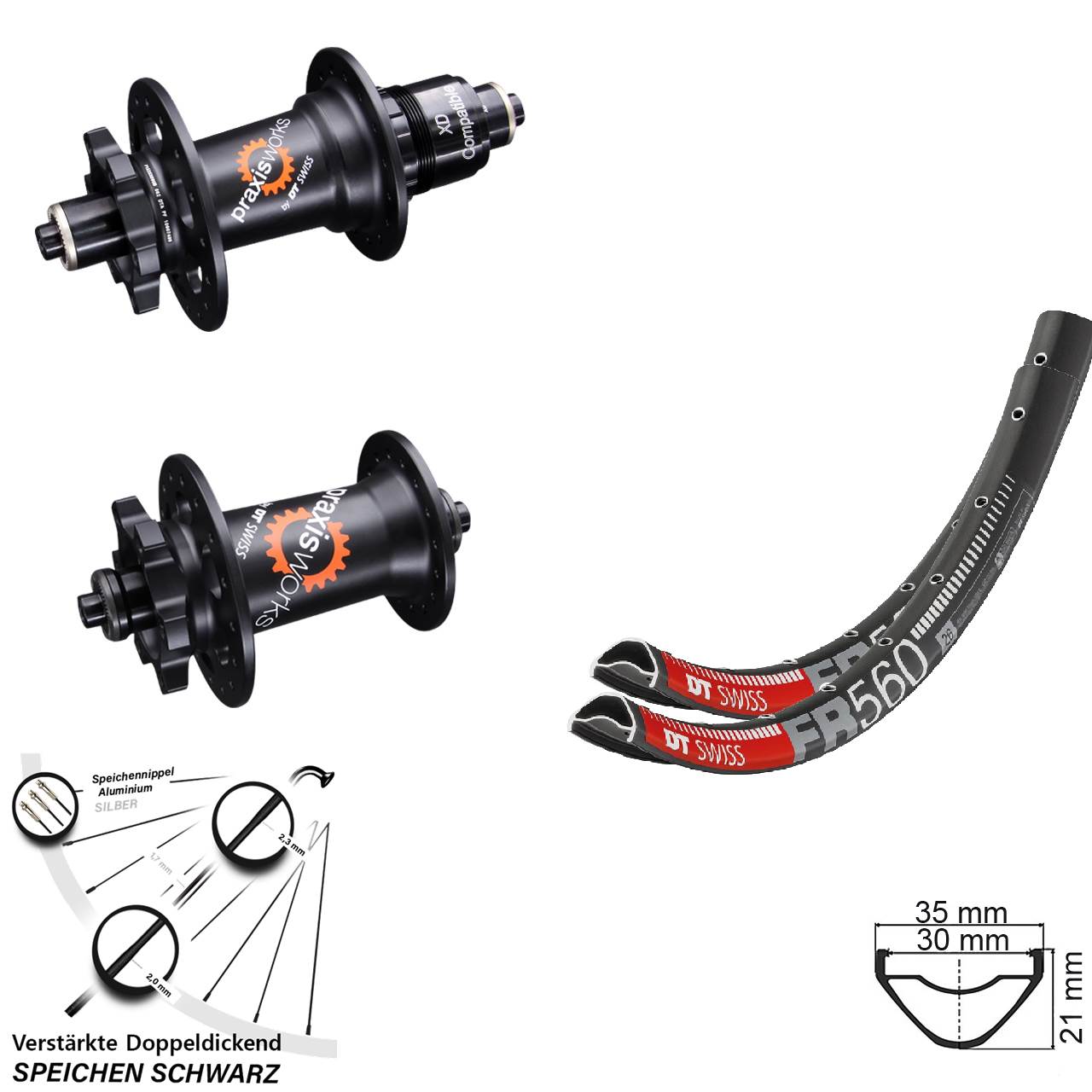 DT Swiss FR560-350 QR 26 Zoll Laufradsatz 6-Loch XD 11-12 fach