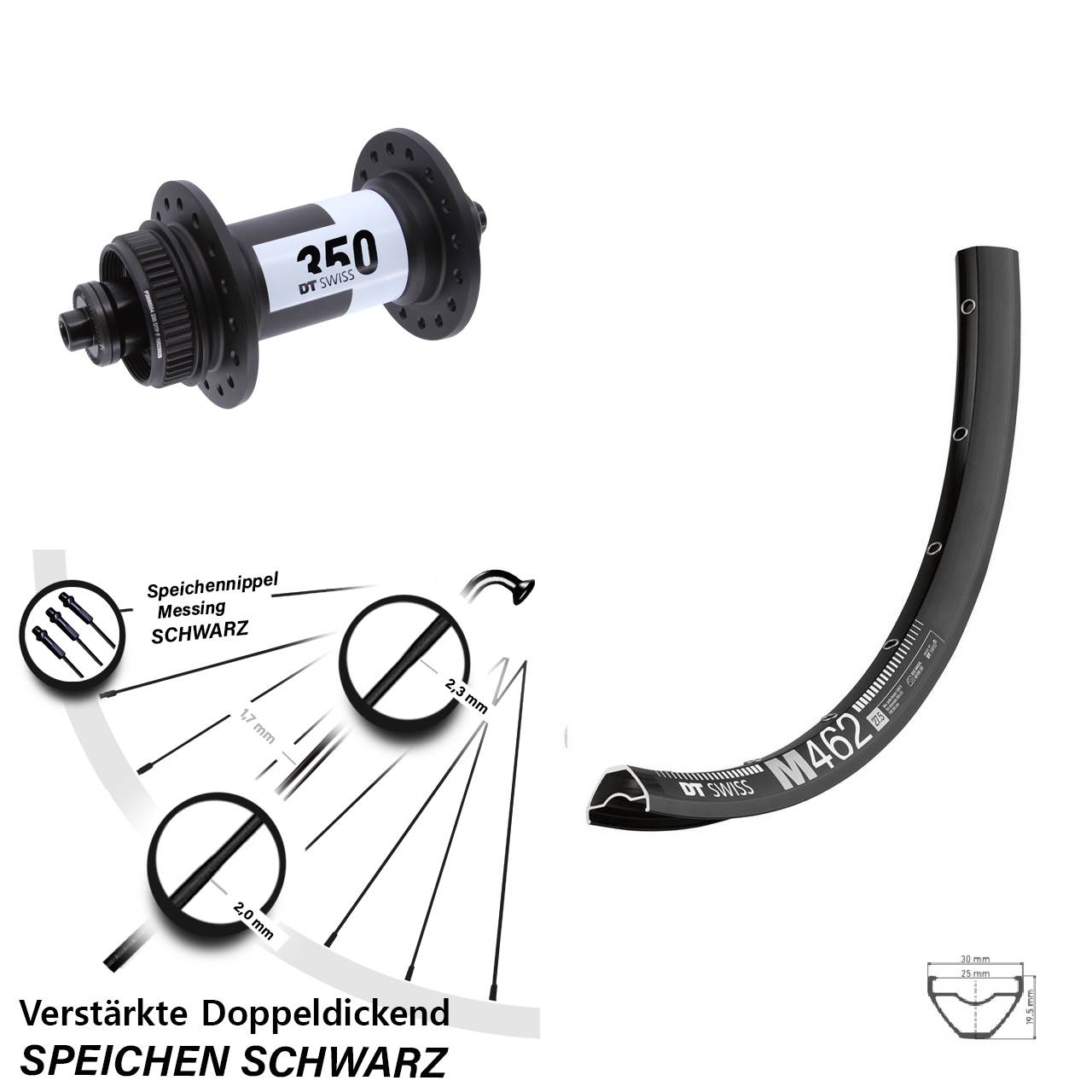 DT Swiss M 462-350 Disc 29 Zoll Laufrad für Schnellspanner