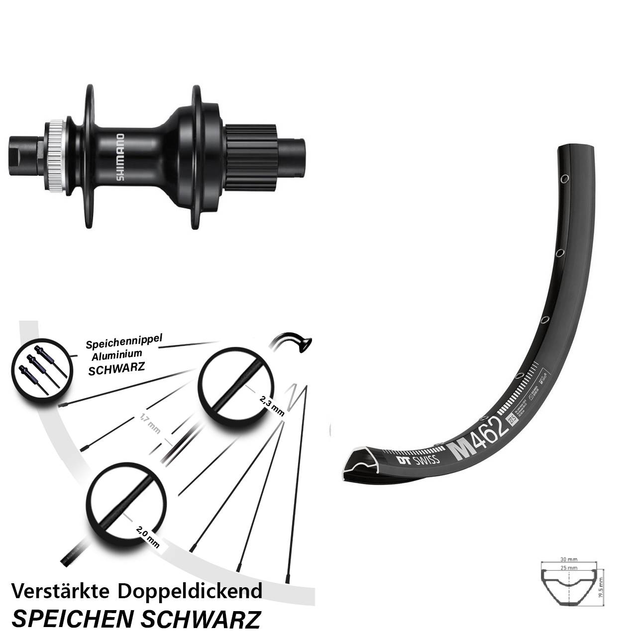 DT Swiss M 462 Shimano FH-MT510 27,5 Zoll Disc Hinterrad 12x142 Micro Spline