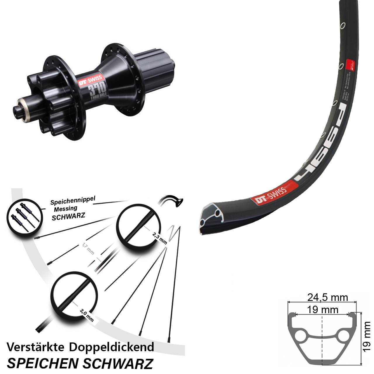 6-Loch Hinterrad QR 28-29 Zoll DT Swiss 466 DT Swiss 370 8-11 fach