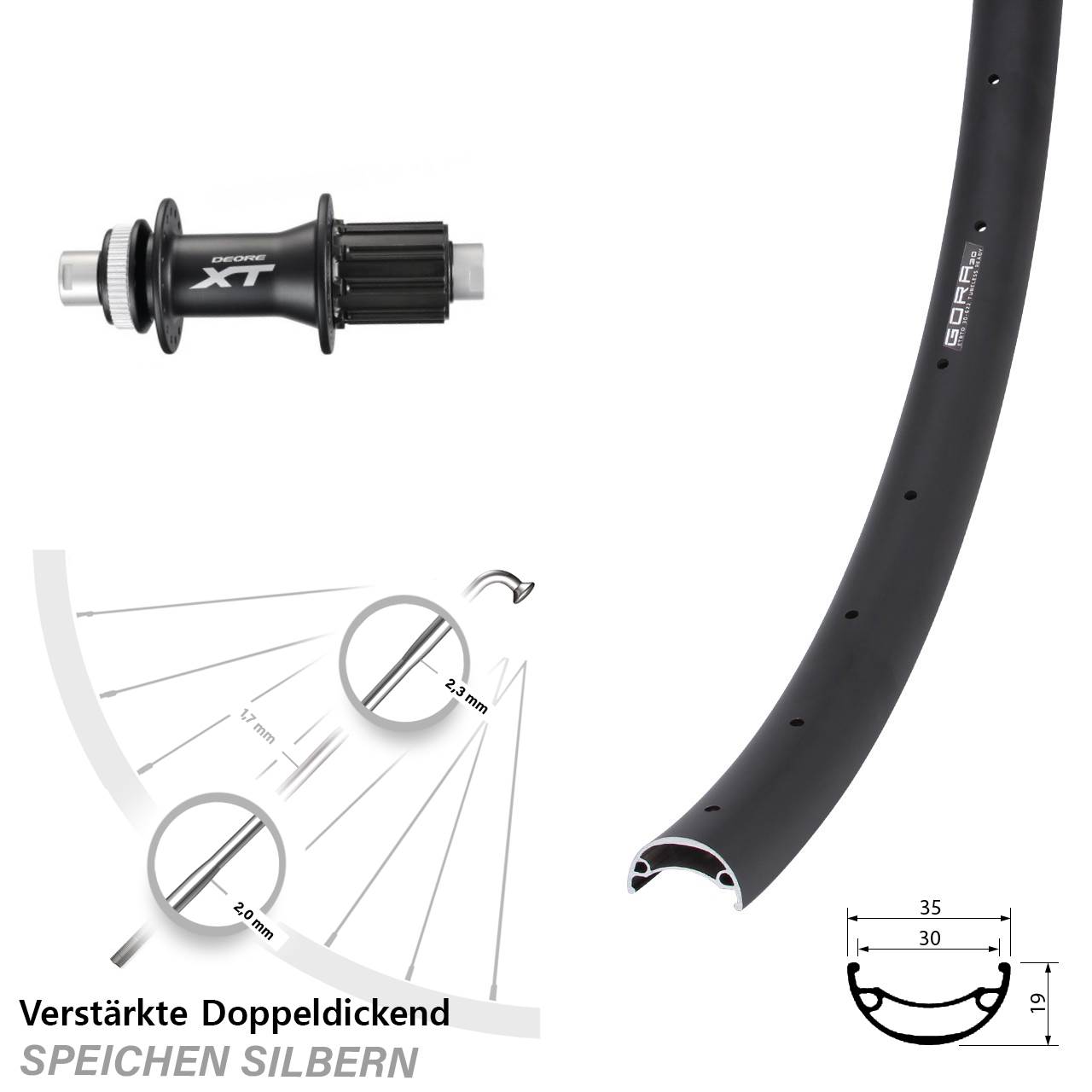 Hinterrad Centerlock 29 Zoll Gora 30 Shimano XT 8-11 fach HG 12x142