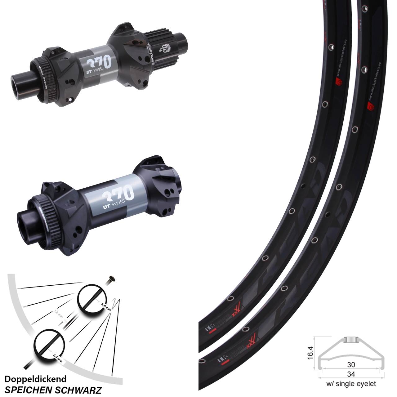 Rodi Ready 30-370 DT Swiss 370 Straightpull 650B Laufradsatz Disc Micro Spline Boost