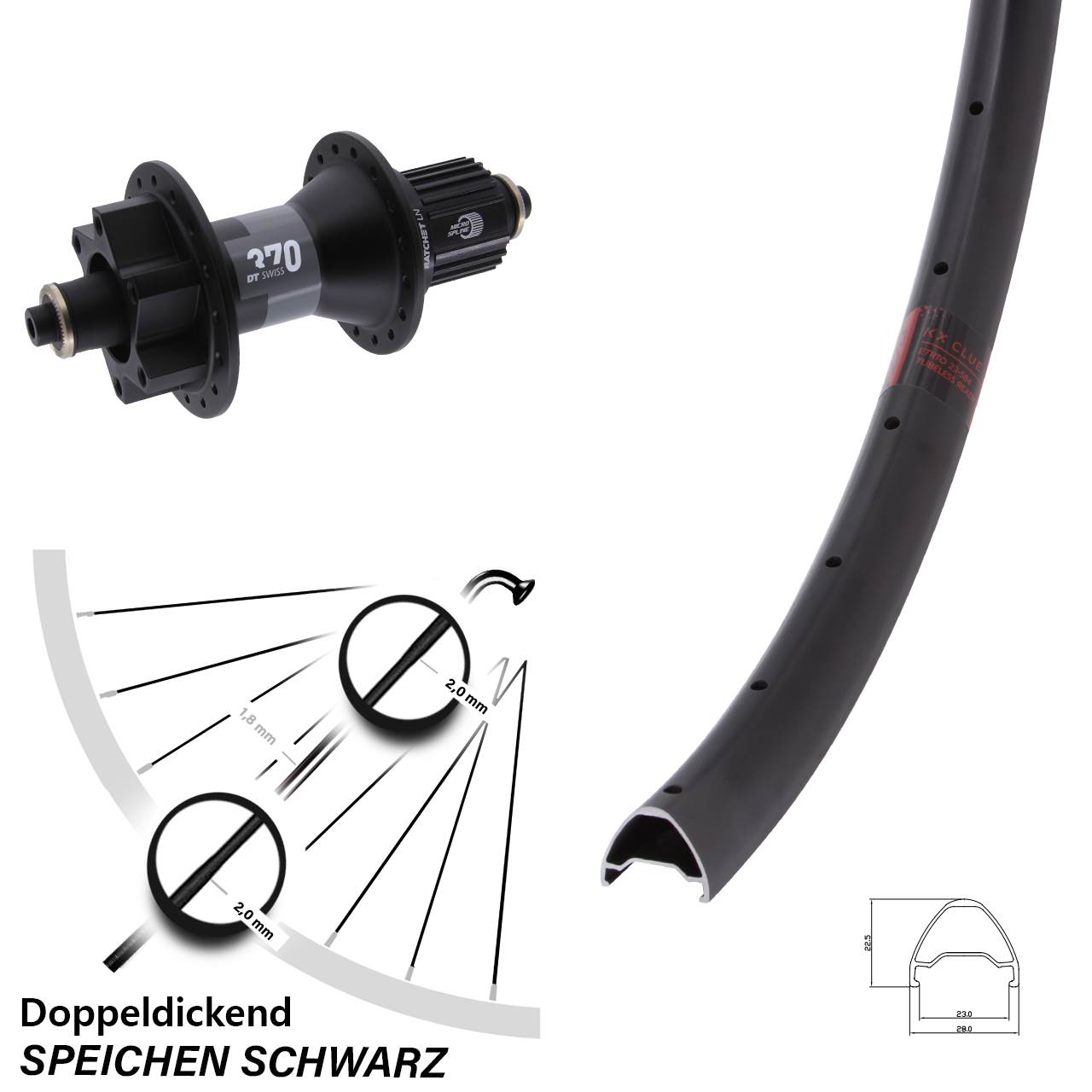 KX Clue DT Swiss 370 27,5 Zoll Disc Hinterrad für Schnellspanner Micro Spline