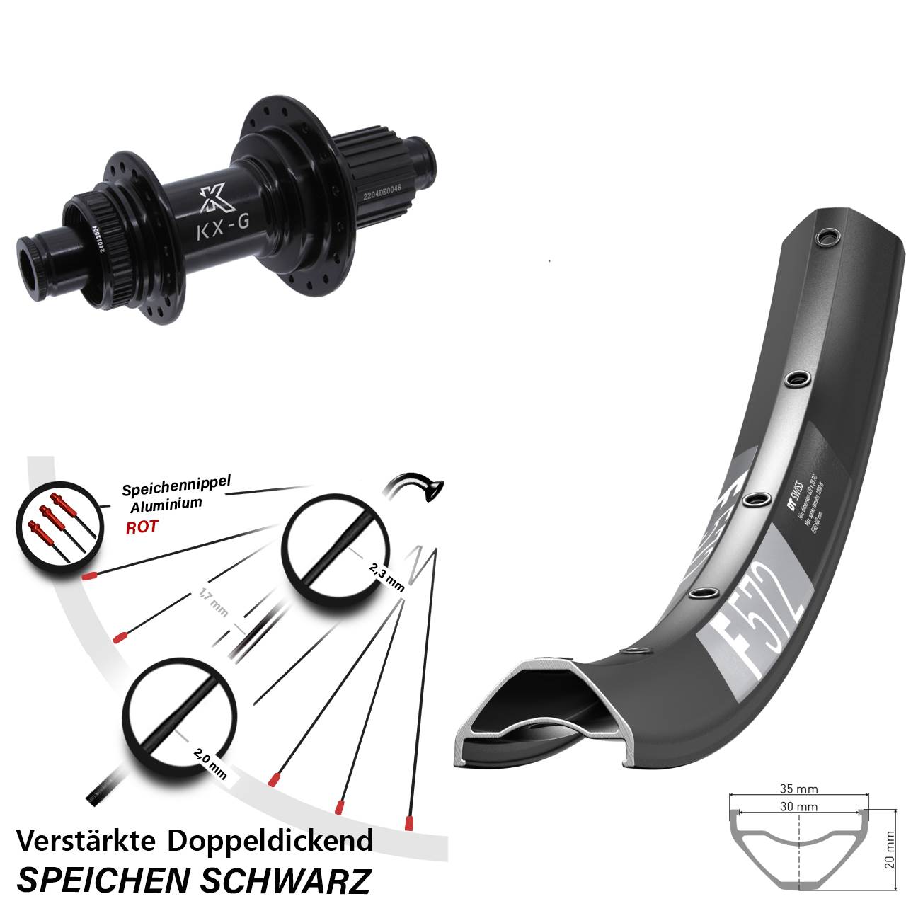 DT Swiss F 572 KX-GS Heavy Duty 27,5 Zoll Hinterrad Centerlock 12x142 Shimano Micro Spline