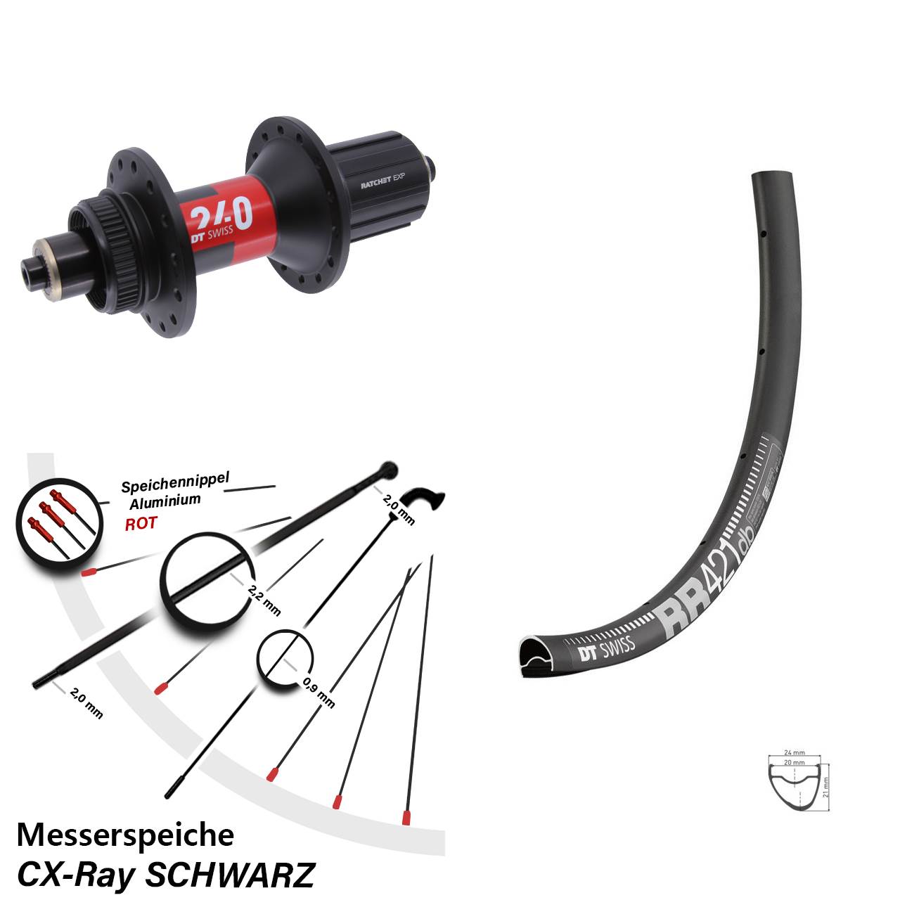 Centerlock Hinterrad für Schnellspanner 28 Zoll RR421 DT Swiss 240 11-12 fach CX-Ray