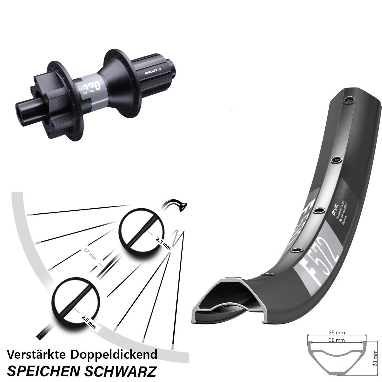 Disc Hinterrad 12x142 27,5 Zoll DT Swiss F 572-370 8-11 fach