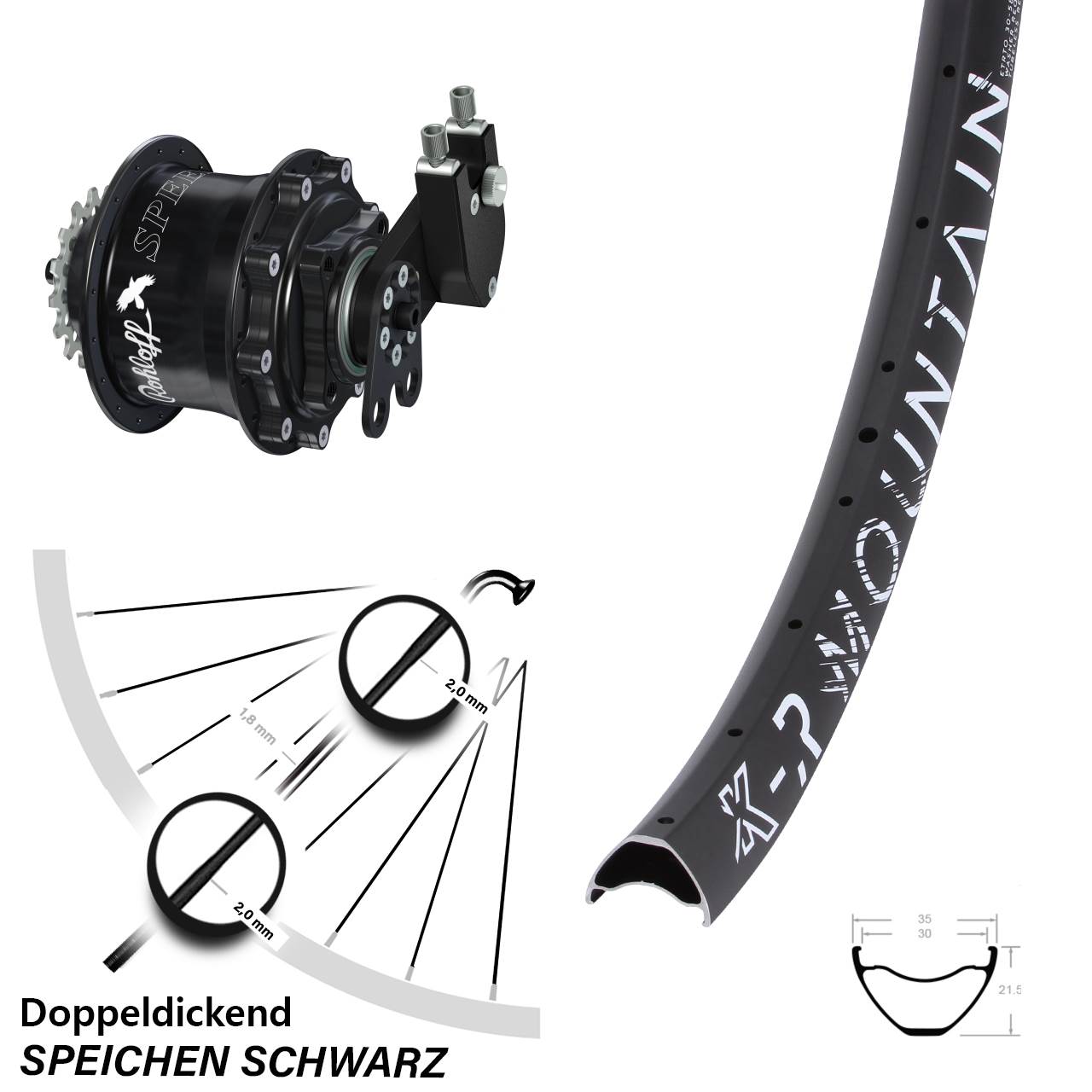 Disc Laufrad 29 Zoll KX-R Mountain Rohloff Speedhub 500/14 CC DB Tandem