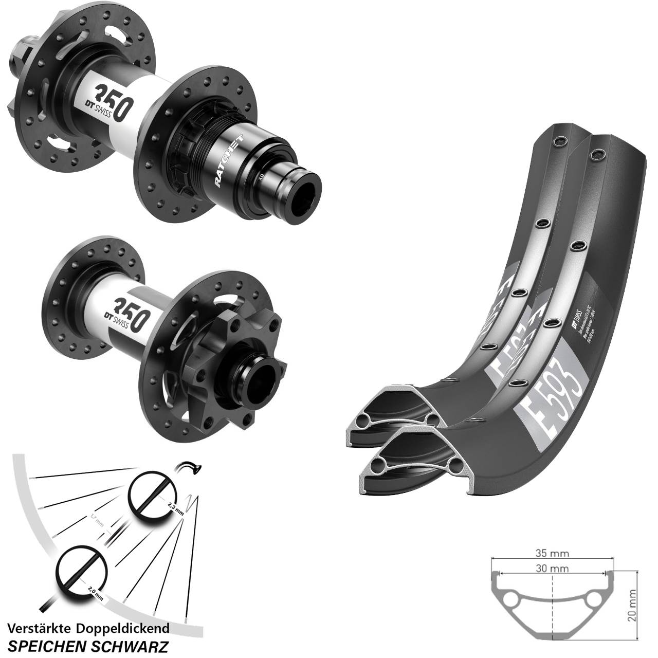 6-Loch Laufradsatz 15x110 12x148 29 Zoll DT Swiss E 593 350 XD 11-12 fach