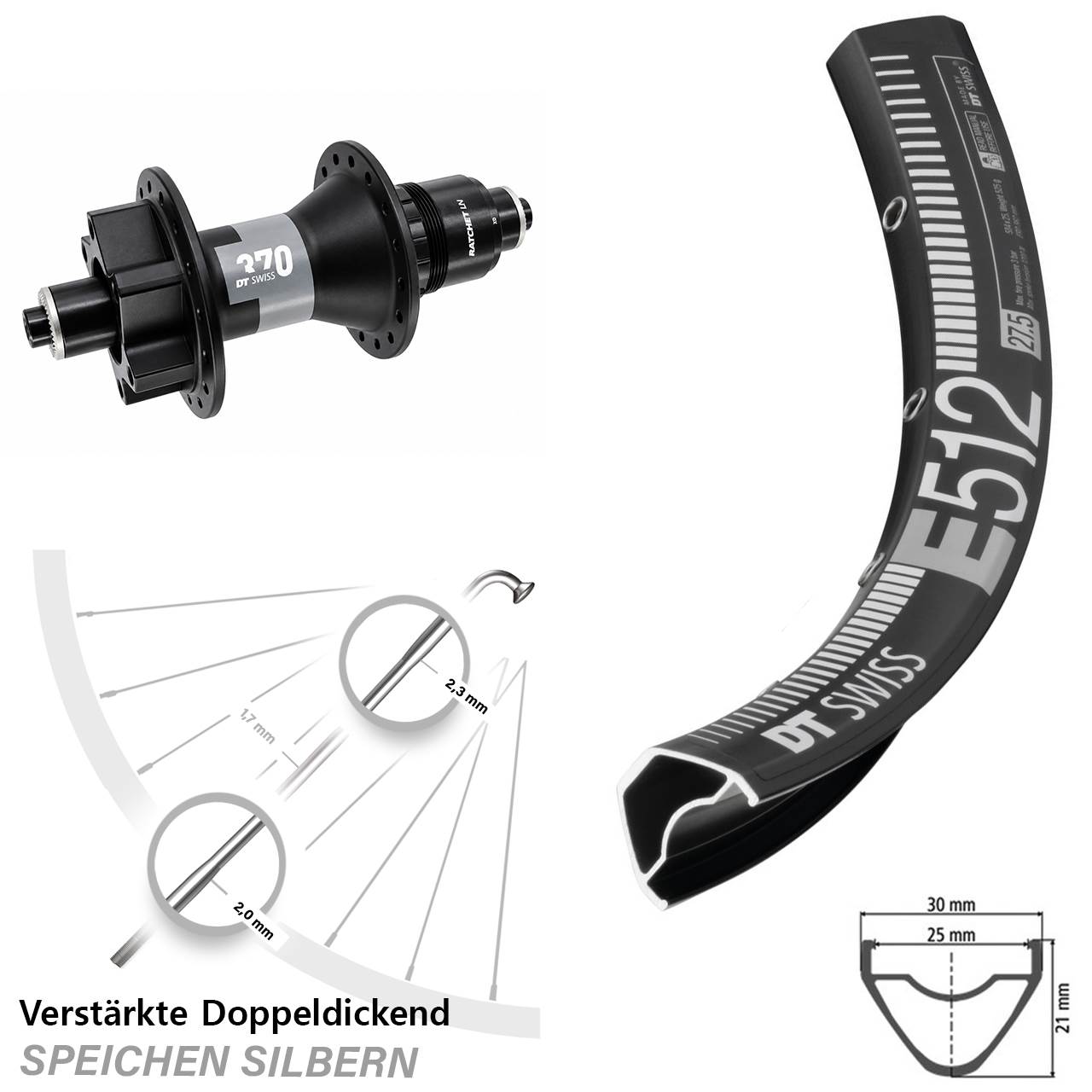 Disc 29 Zoll Laufrad für Schnellspanner DT Swiss E512-370 SRAM XD
