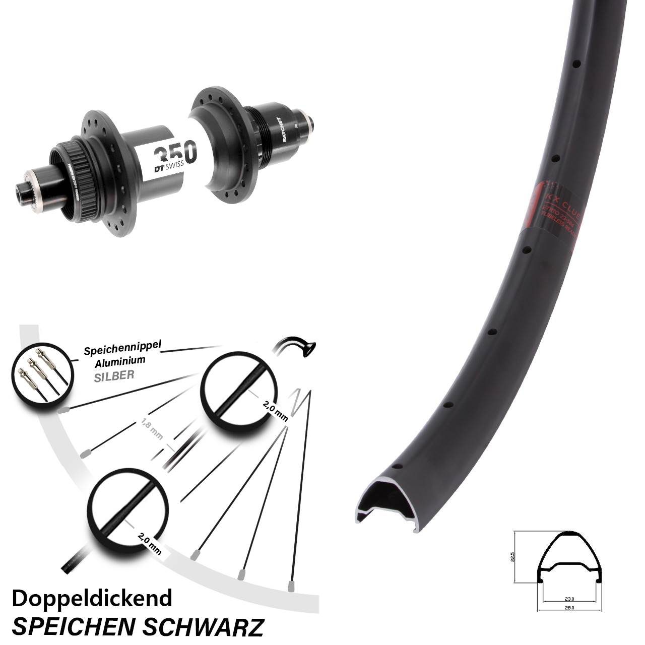 Boost Disc Laufrad für Schnellspanner 28 Zoll KX Clue DT Swiss 350 XD 11-12 fach