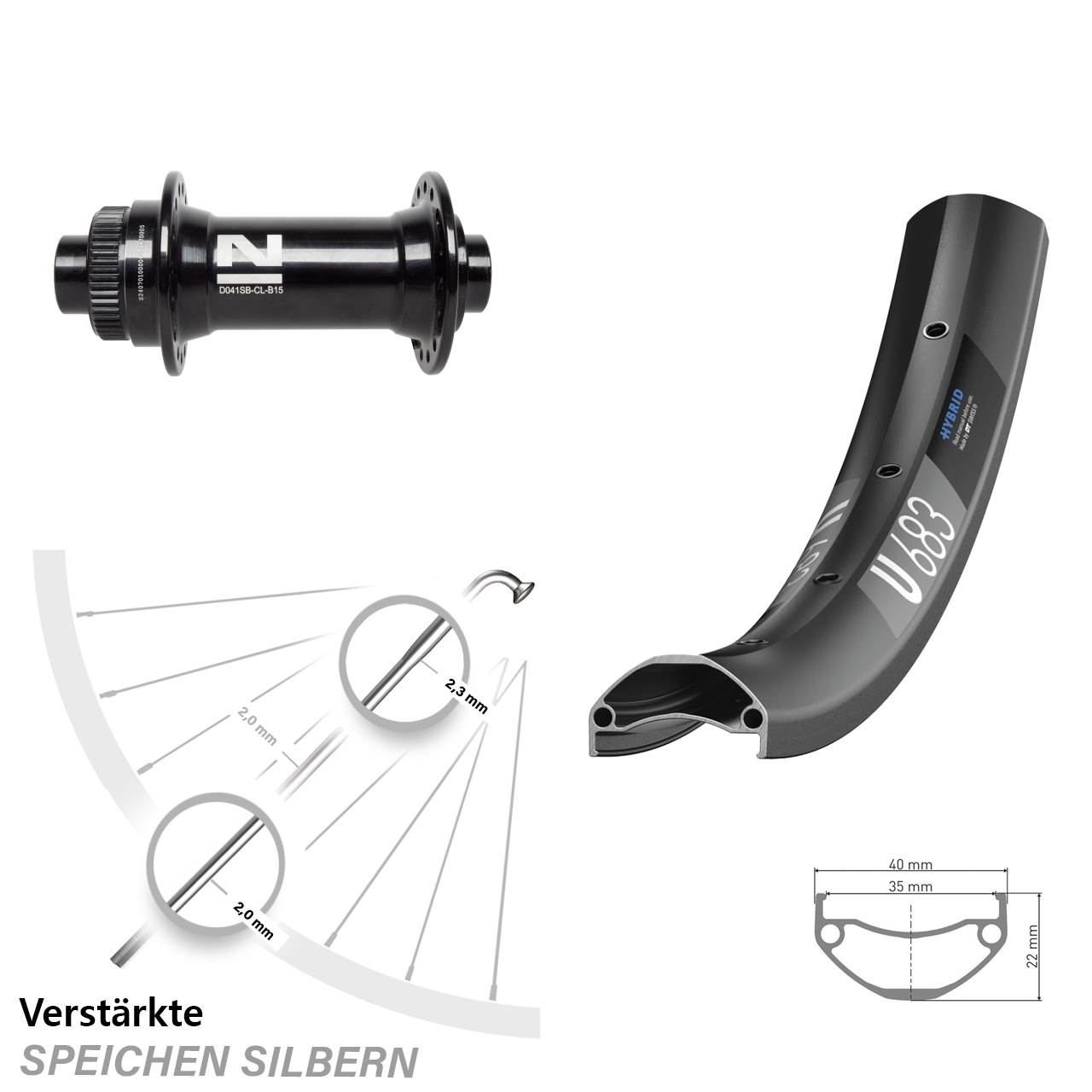 Centerlock Vorderrad 27,5 Zoll DT Swiss U 683 Novatec D041 15x110 Boost