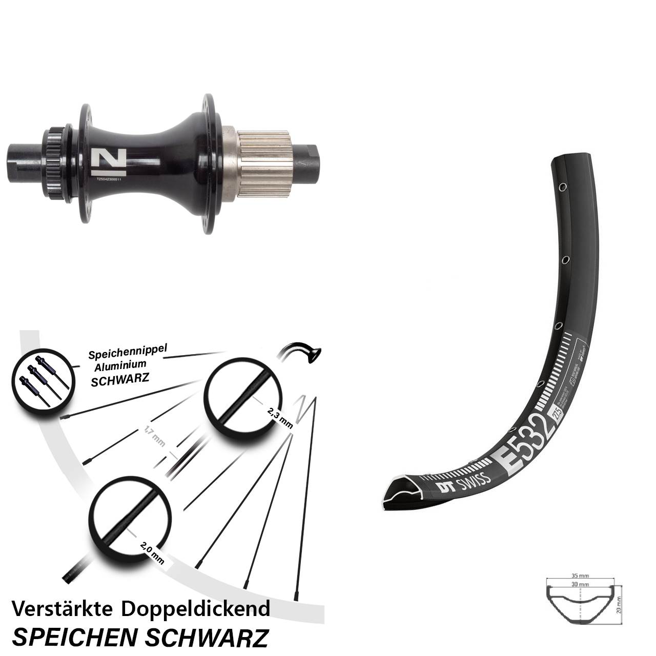Centerlock Hinterrad 12x148 27,5 Zoll DT Swiss E532 Novatec D462 Shimano Micro Spline
