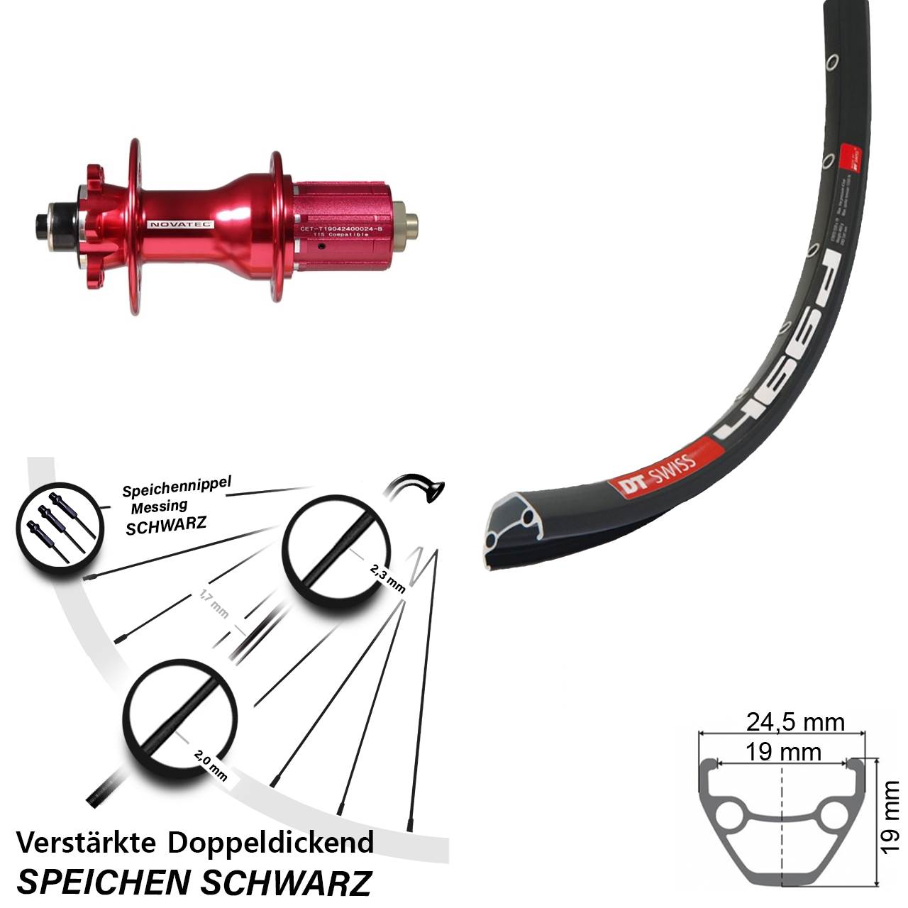 DT Swiss 466 Novatec D792 28 Zoll Disc Laufrad QR 8-12 fach HG