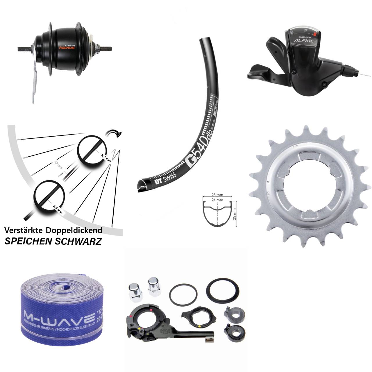 28 Zoll Hinterrad Shimano Nexus 8-Gang DT Swiss G540 mit Rücktrittbremse