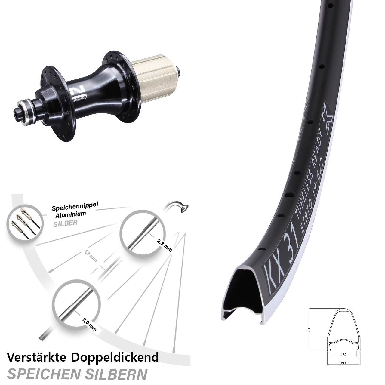 28 Zoll KX 31 Novatec F162 Hinterrad QR 8-12 fach HG