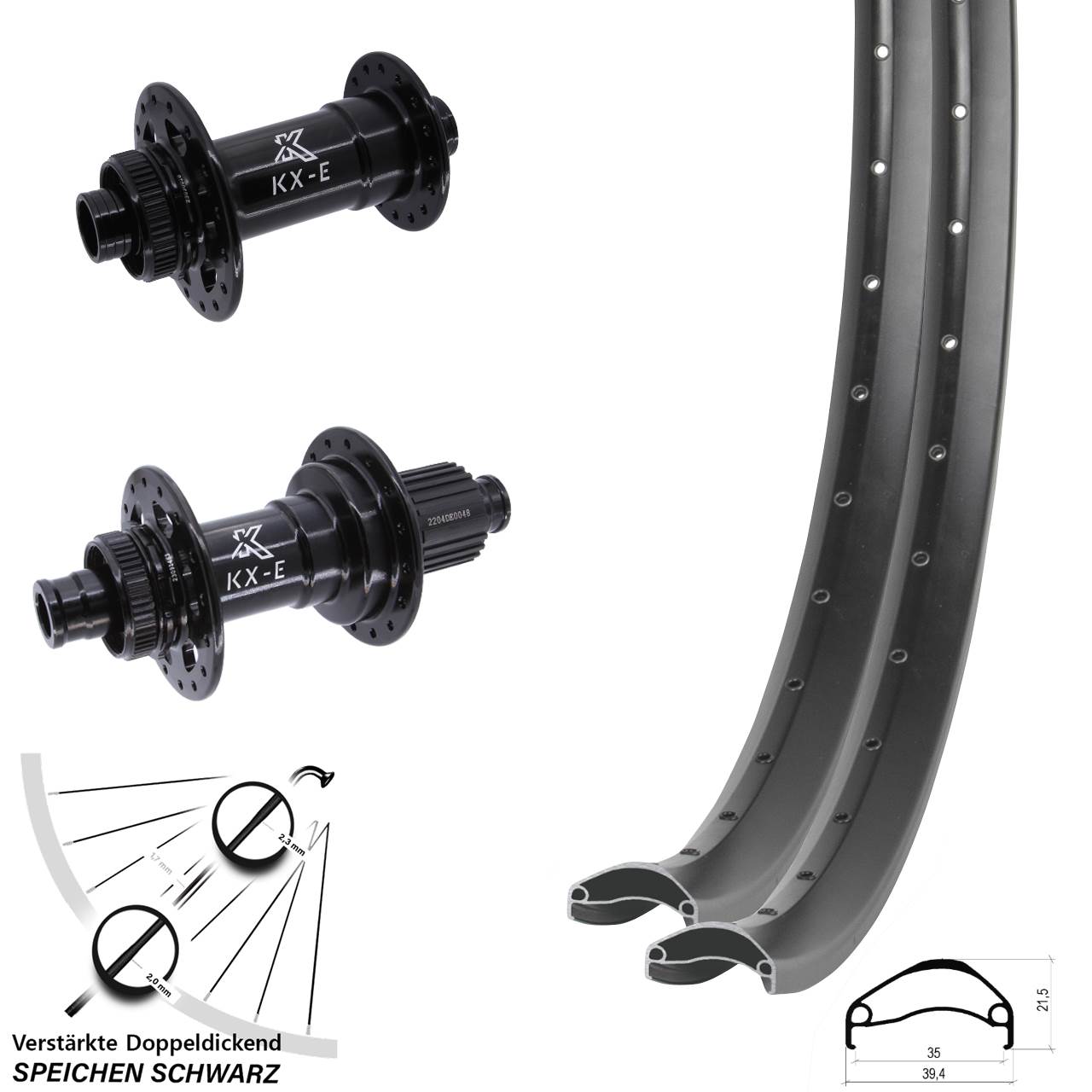 Disc Laufrad-Satz 27,5 Zoll Ambrosio E35 KX-E Heavy Duty Micro Spline 15x110 12x148