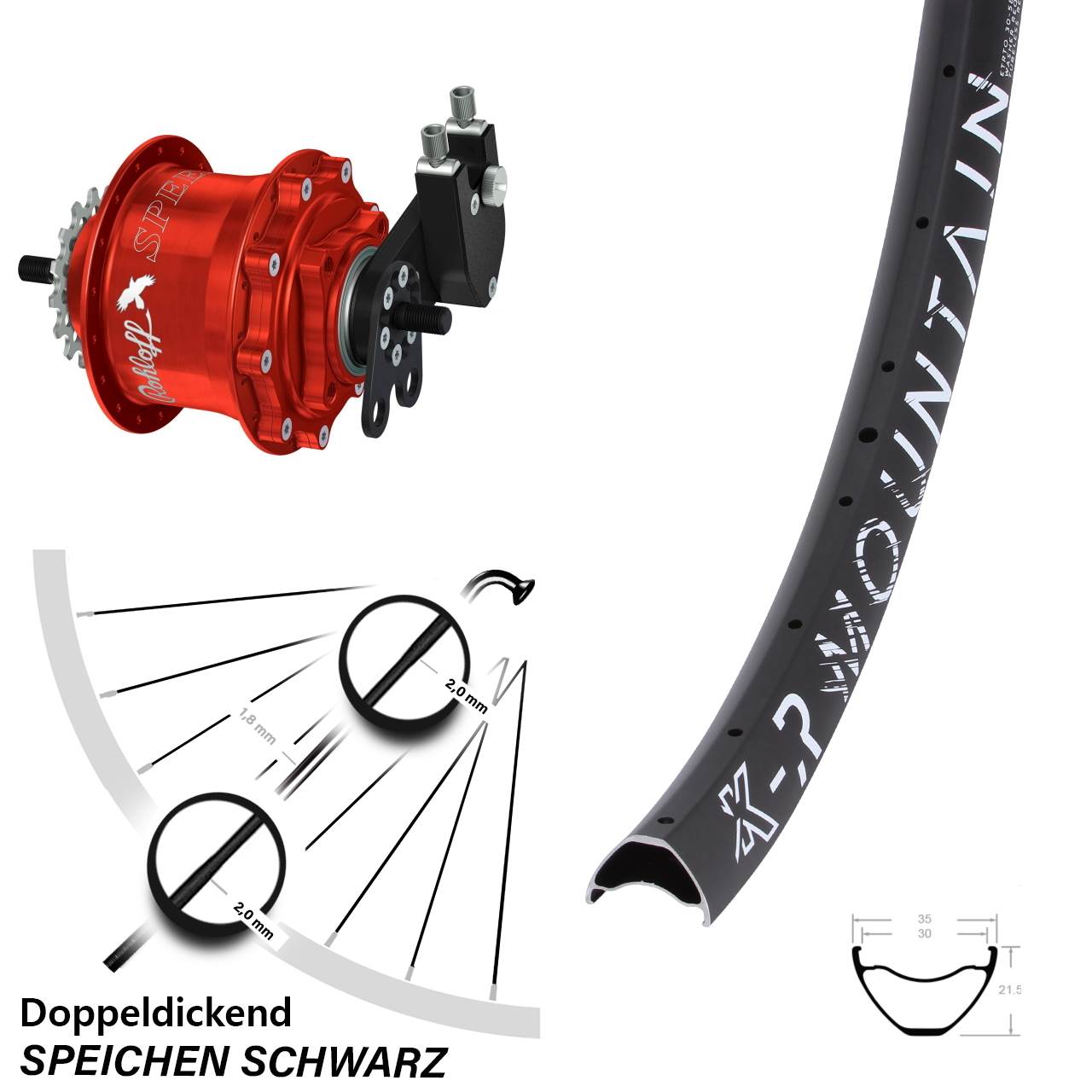 29 Zoll KX-R Mountain Rohloff Speedhub TS DB Tandem rot
