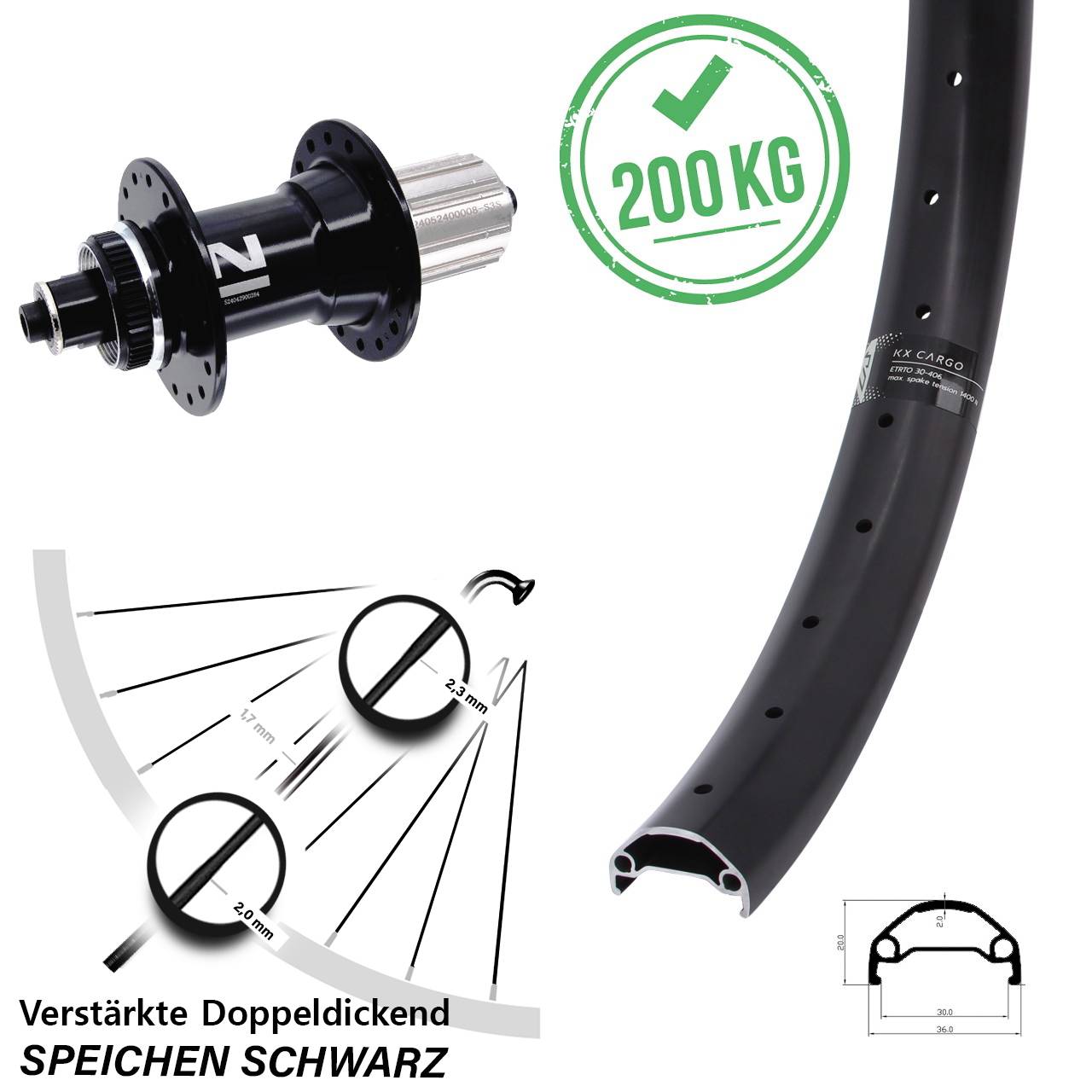 KX Cargo Novatec D042SB 29 Zoll Hinterrad Centerlock QR 8-12 fach
