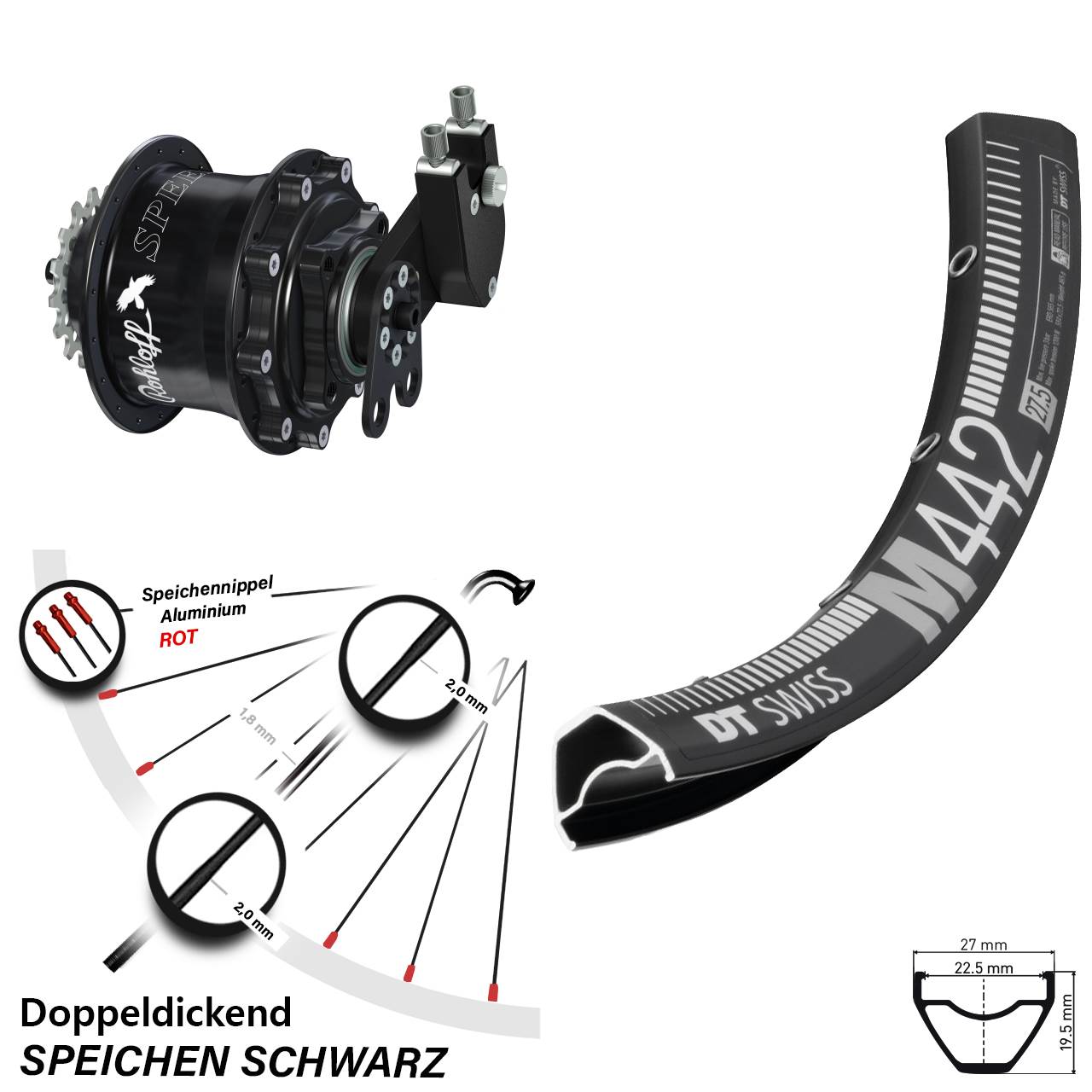 Disc Laufrad 28-29 Zoll DT Swiss M 442 Rohloff Speedhub CC DB Tandem