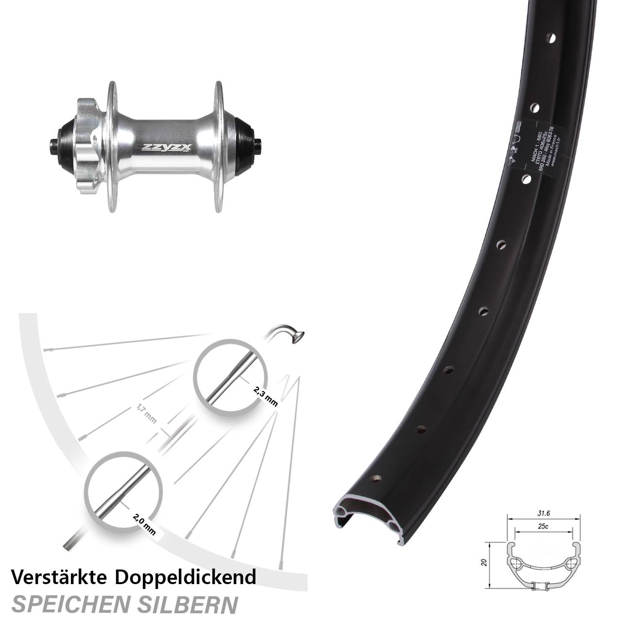 20 Zoll Mach1 Kargo Formula DC-61 Disc Laufrad QR