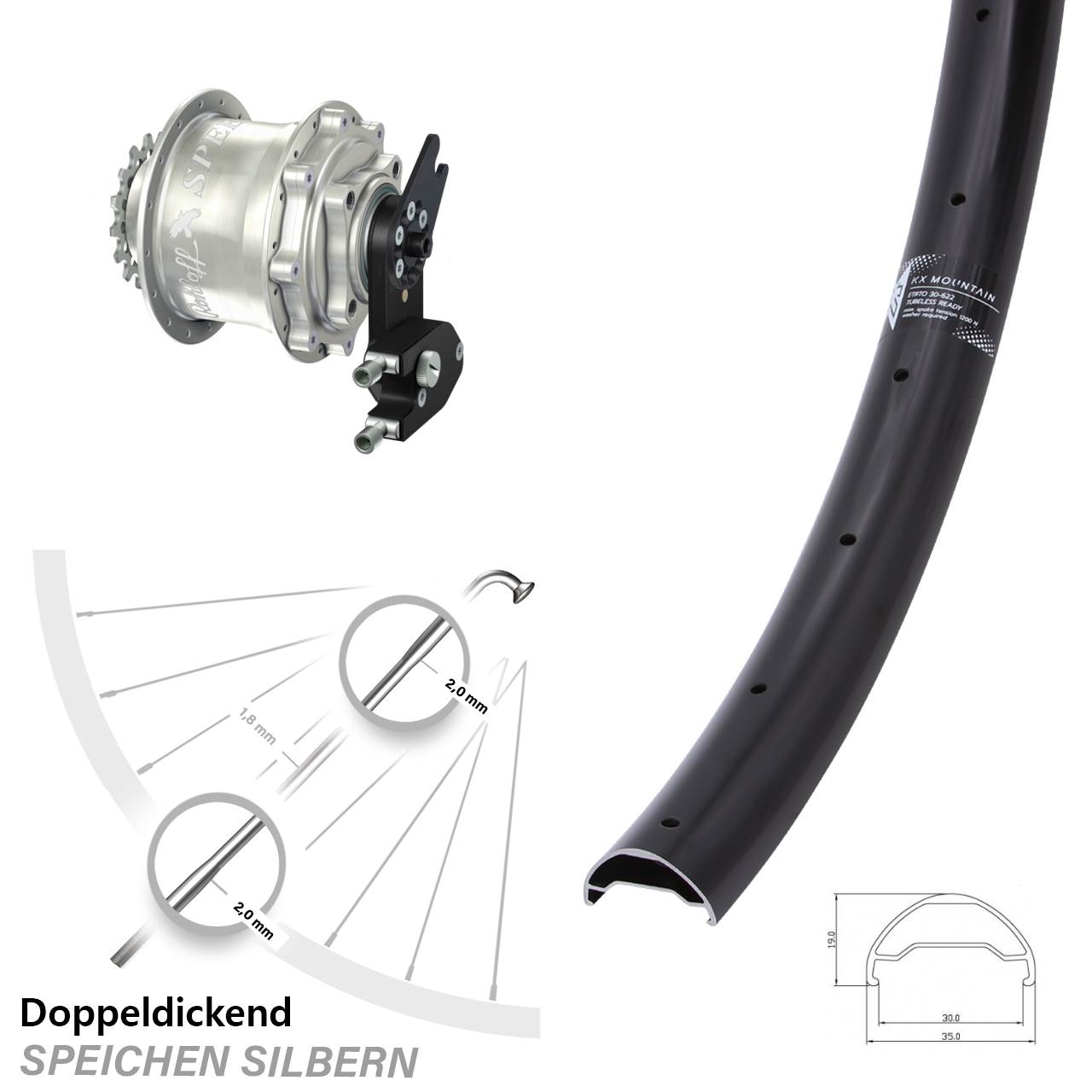 KX Mountain Rohloff Speedhub CC DB OEM2 29 Zoll Disc Hinterrrad
