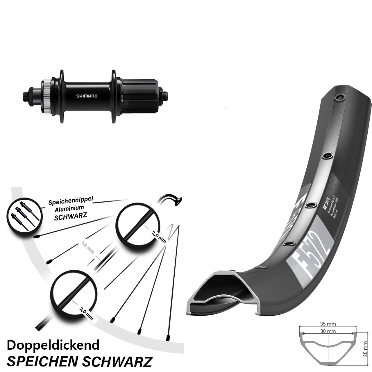 Hinterrad 27,5 Zoll DT Swiss F572 Shimano FH-QC400 5x135 Centerlock 8-11 fach HG