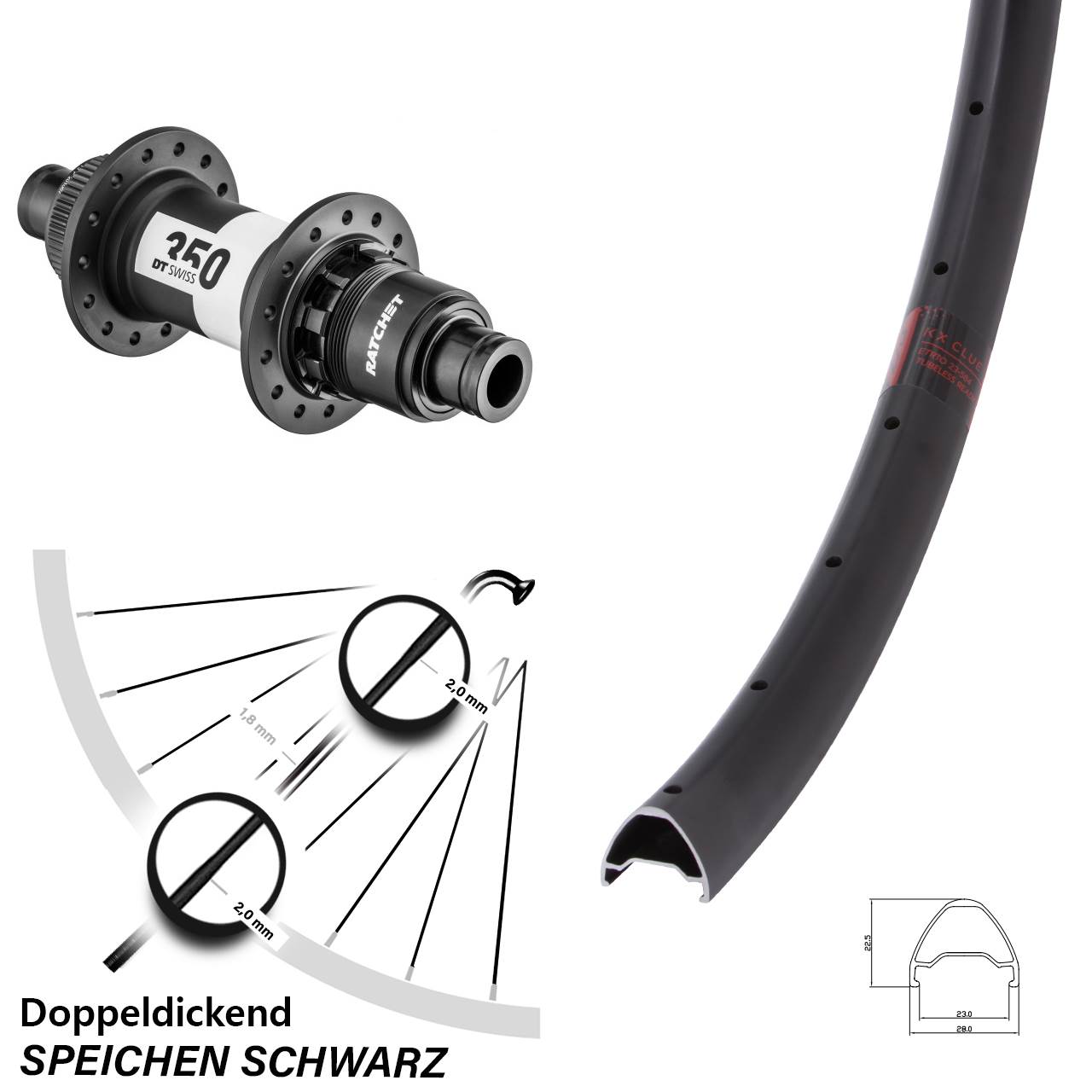 29 Zoll KX Clue DT Swiss 350 Centerlock XDR Hinterrad 12x142