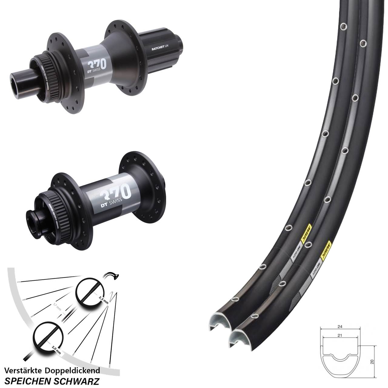 Disc Laufradsatz 15x100 12x142 29 Zoll Mavic XC621 DT Swiss 370 11-12 fach