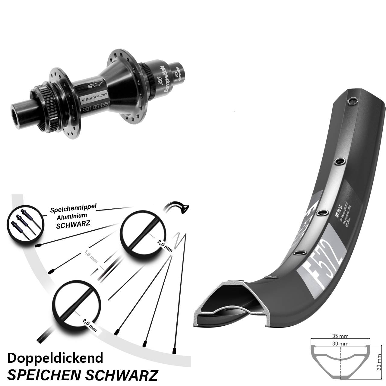 Centerlock Hinterrad 12x142 29 Zoll DT Swiss F 572-370 XD
