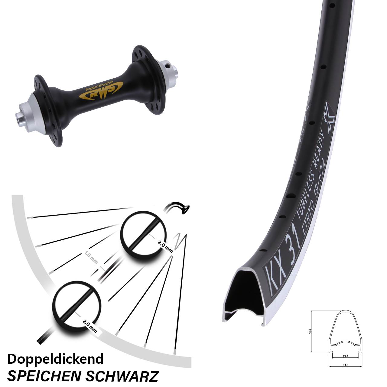 KX 31 Rigida RWS 28 Zoll Vorderrad QR