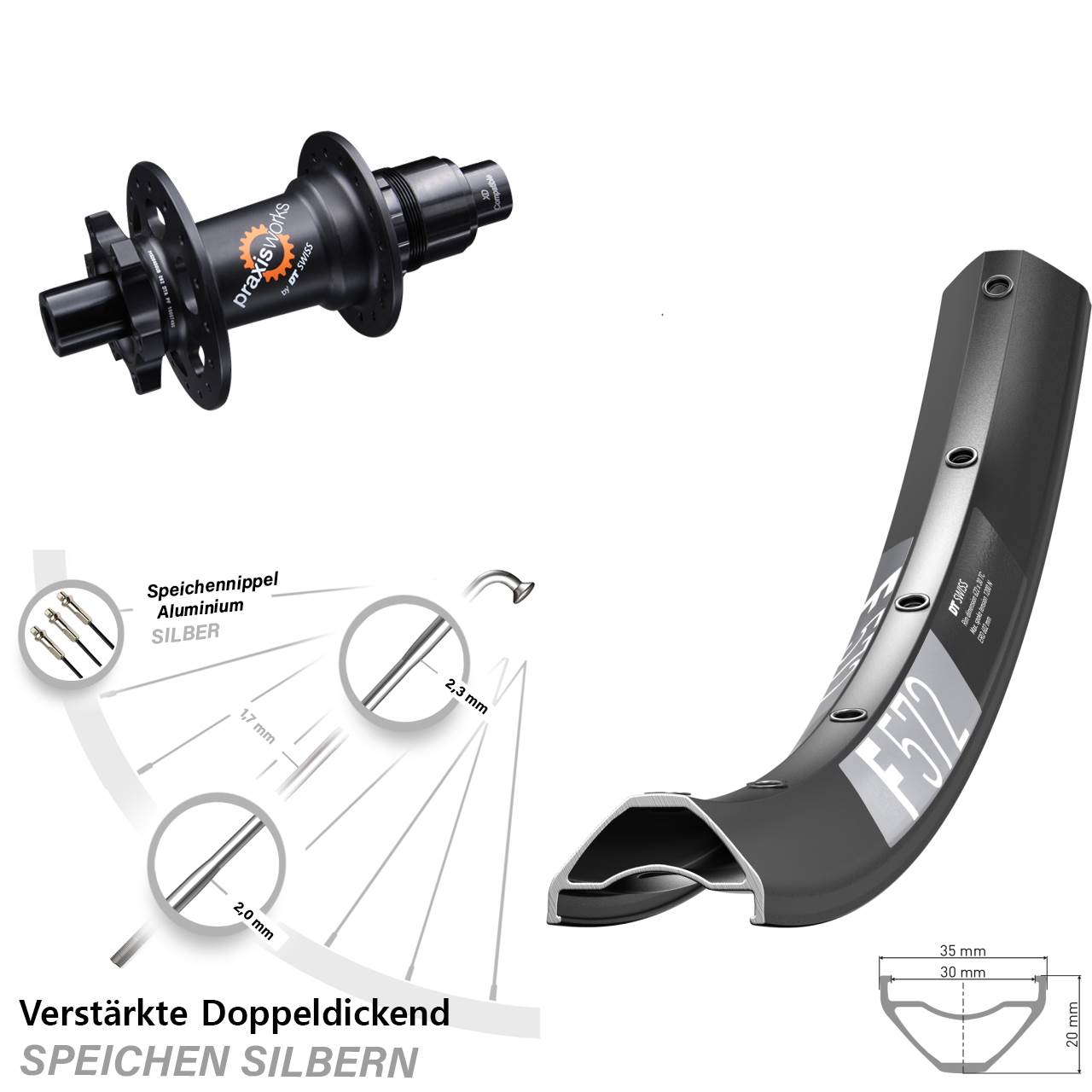 Hinterrad 6-Loch 29 Zoll DT Swiss F 572-350 SL XD 12x142