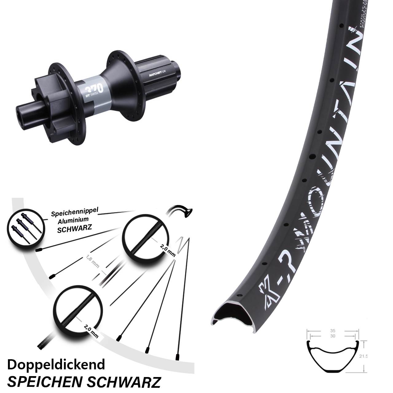 Disc Laufrad 12x142 27,5 Zoll KX-R Mountain DT Swiss 370 8-11 fach HG
