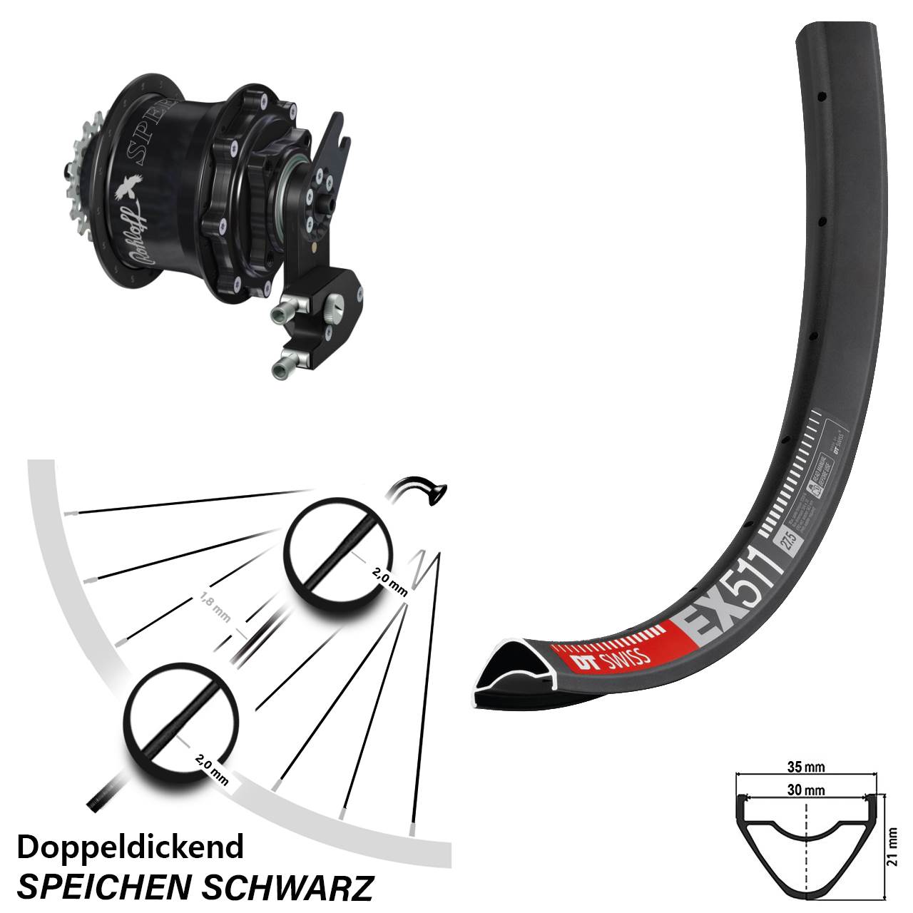 Disc Hinterrrad 29 Zoll DT Swiss EX 511 Rohloff Speedhub CC DB OEM2 Tandem