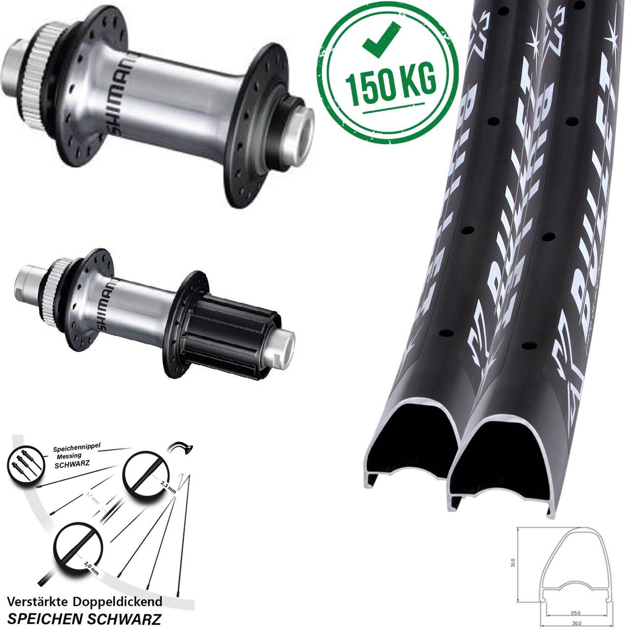 Disc Laufradsatz 28 Zoll KX Bullet OS Shimano GRX Shimano RS770 8-12 fach 12x100/142