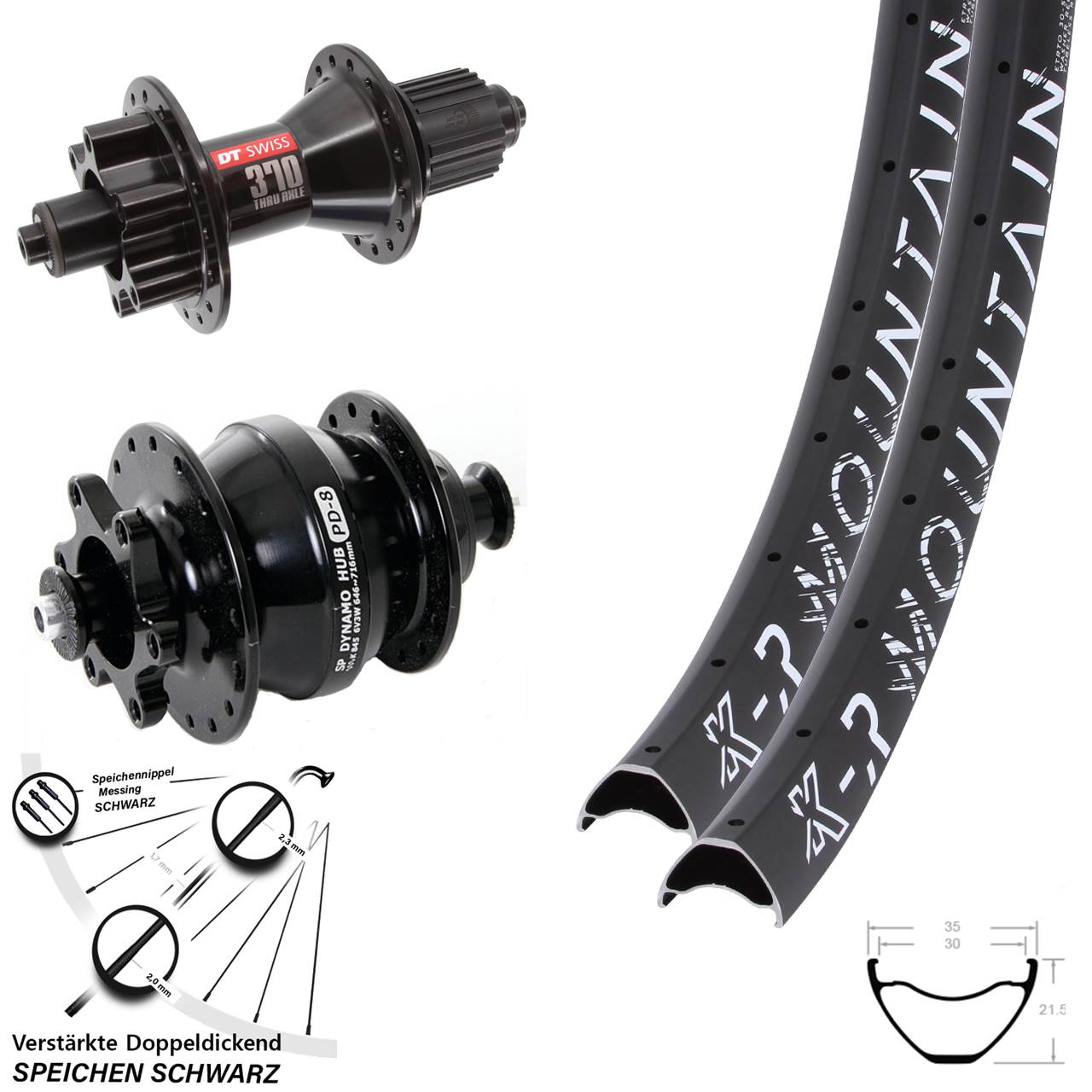 29 Zoll KX-R Mountain DT Swiss 370 Shutter PD-8 Disc Laufradsatz QR Shimano Micro Spline