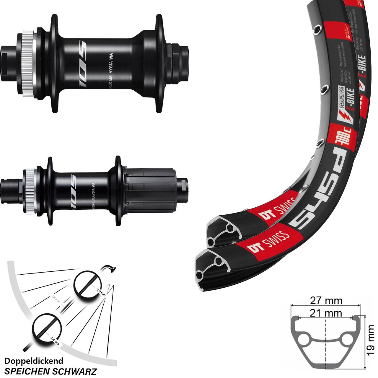 Disc Laufrad-Satz 28 Zoll DT Swiss 545d Shimano 105 8-12 fach HG 12x100/142