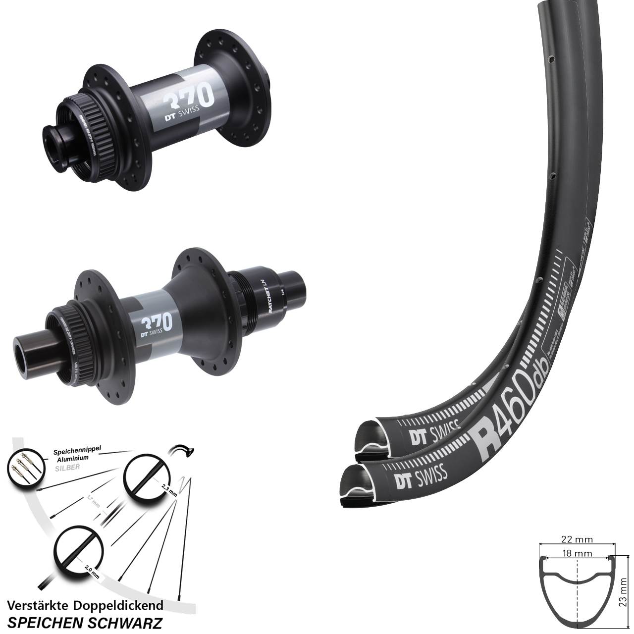 Centerlock Laufradsatz 28 Zoll DT Swiss R 460-370 XDR 15x100 12x142