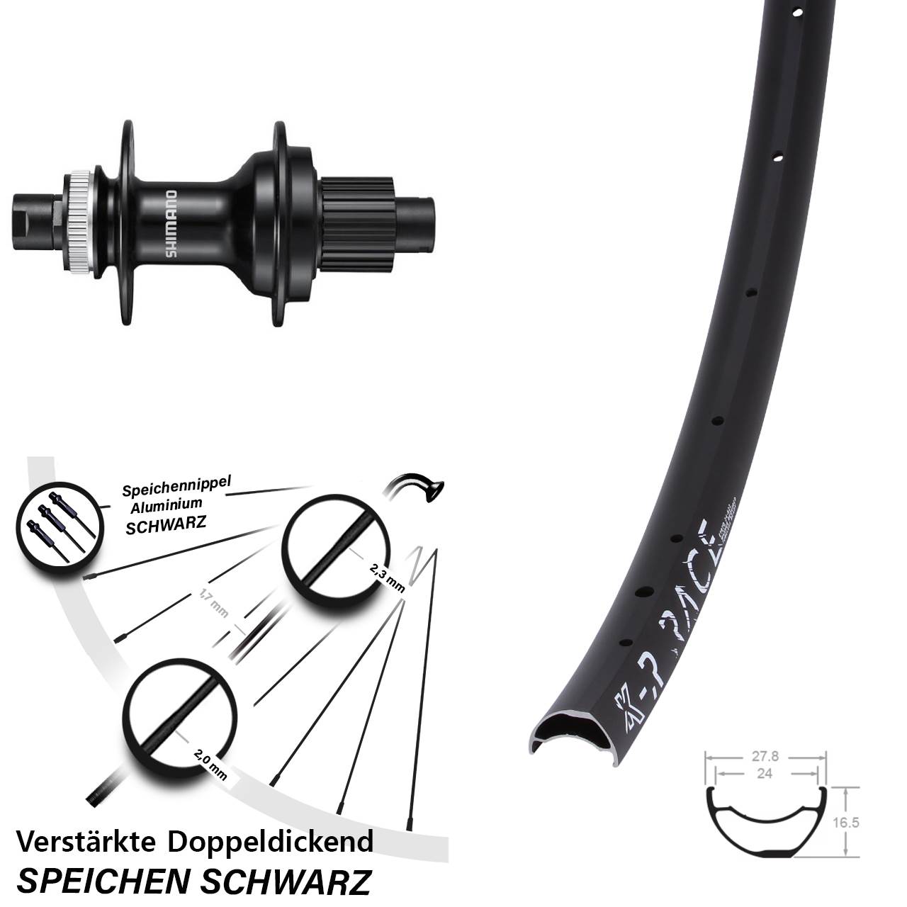 29 Zoll KX-R Race Shimano FH-MT510 Disc Laufrad 12x142 Micro Spline