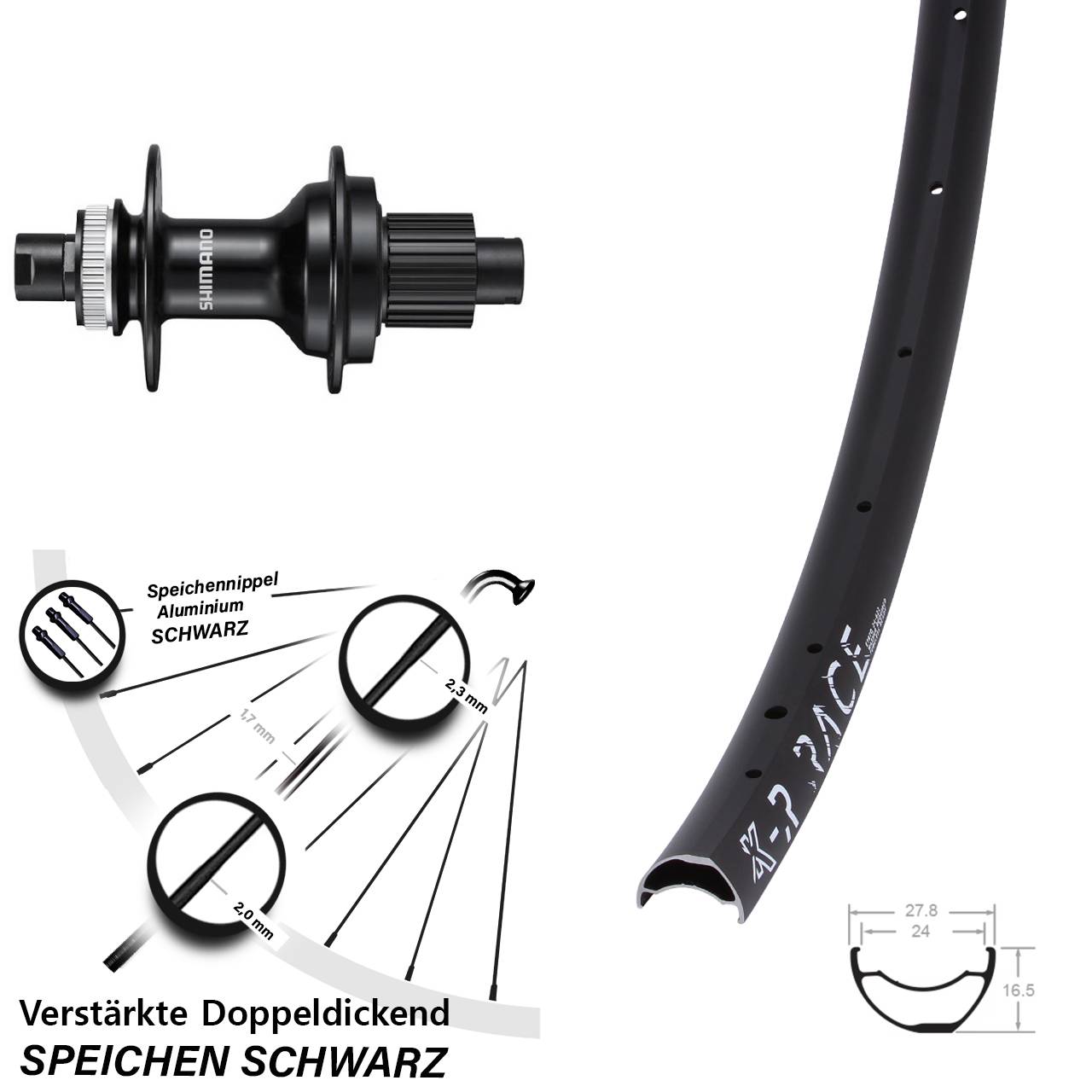 29 Zoll KX-R Race Shimano FH-MT510 Disc Laufrad 12x142 Micro Spline