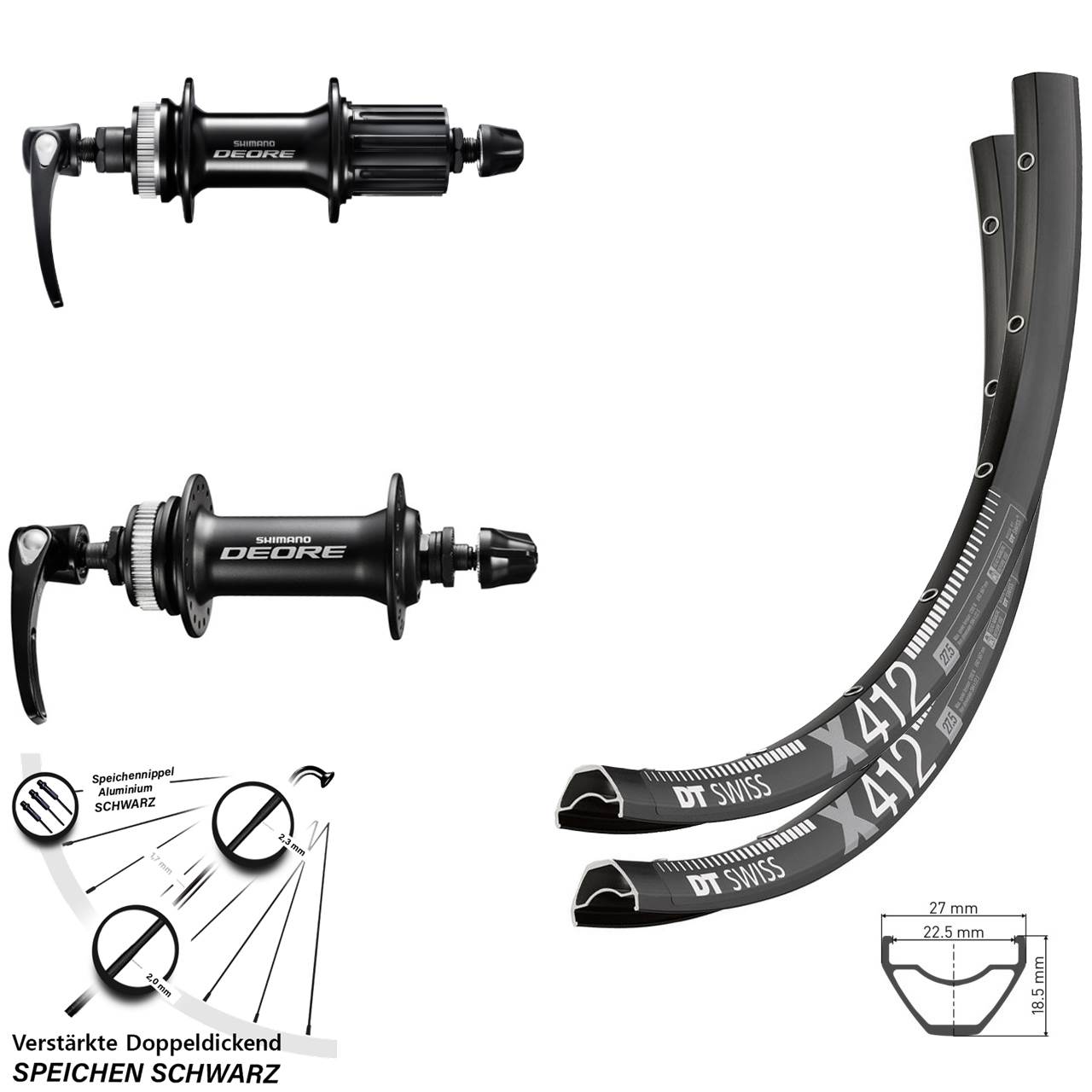 29 Zoll DT Swiss X 412 Shimano Deore Centerlock Laufradsatz QR 8-11 fach